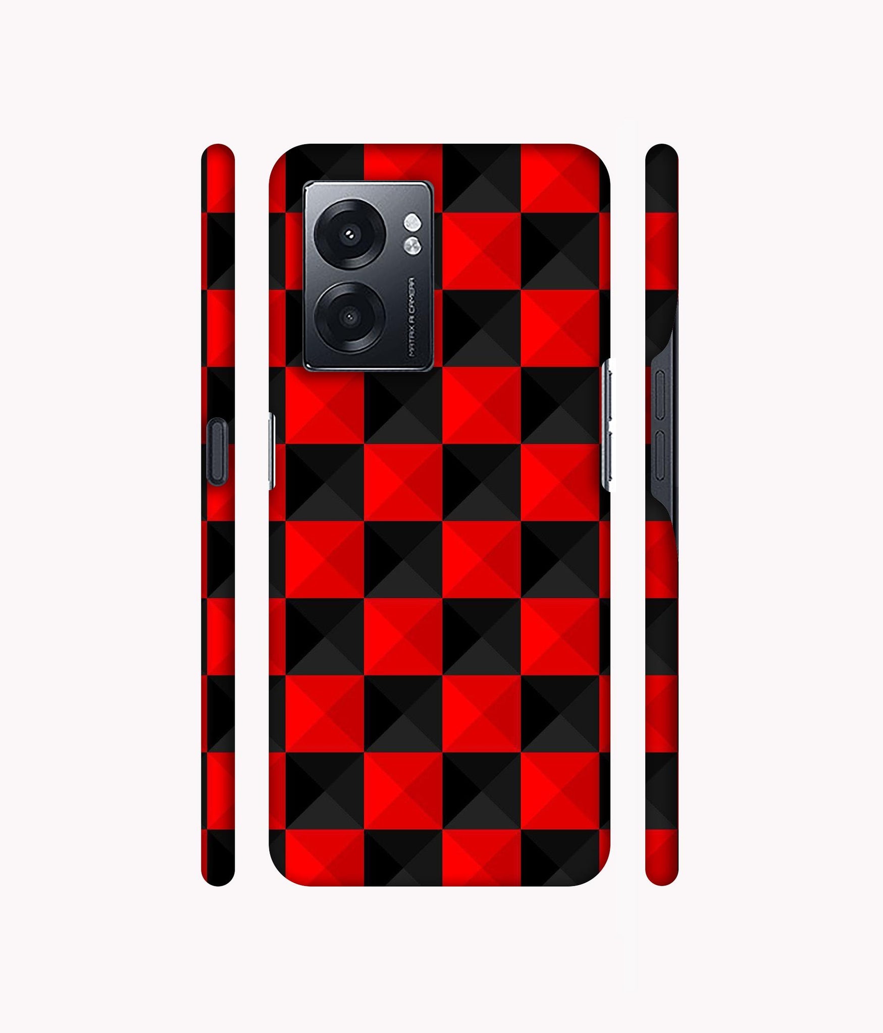Red N Black Cubes Designer Hard Back Cover for Realme Narzo 50 5G / Oppo K10 5G / Oppo A57 5G