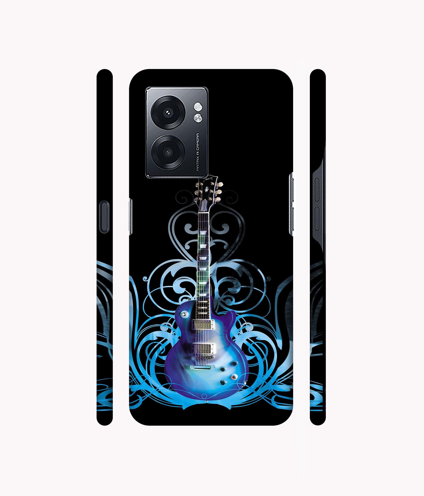 Guitar In Blue Pattern Designer Hard Back Cover for Realme Narzo 50 5G / Oppo K10 5G / Oppo A57 5G