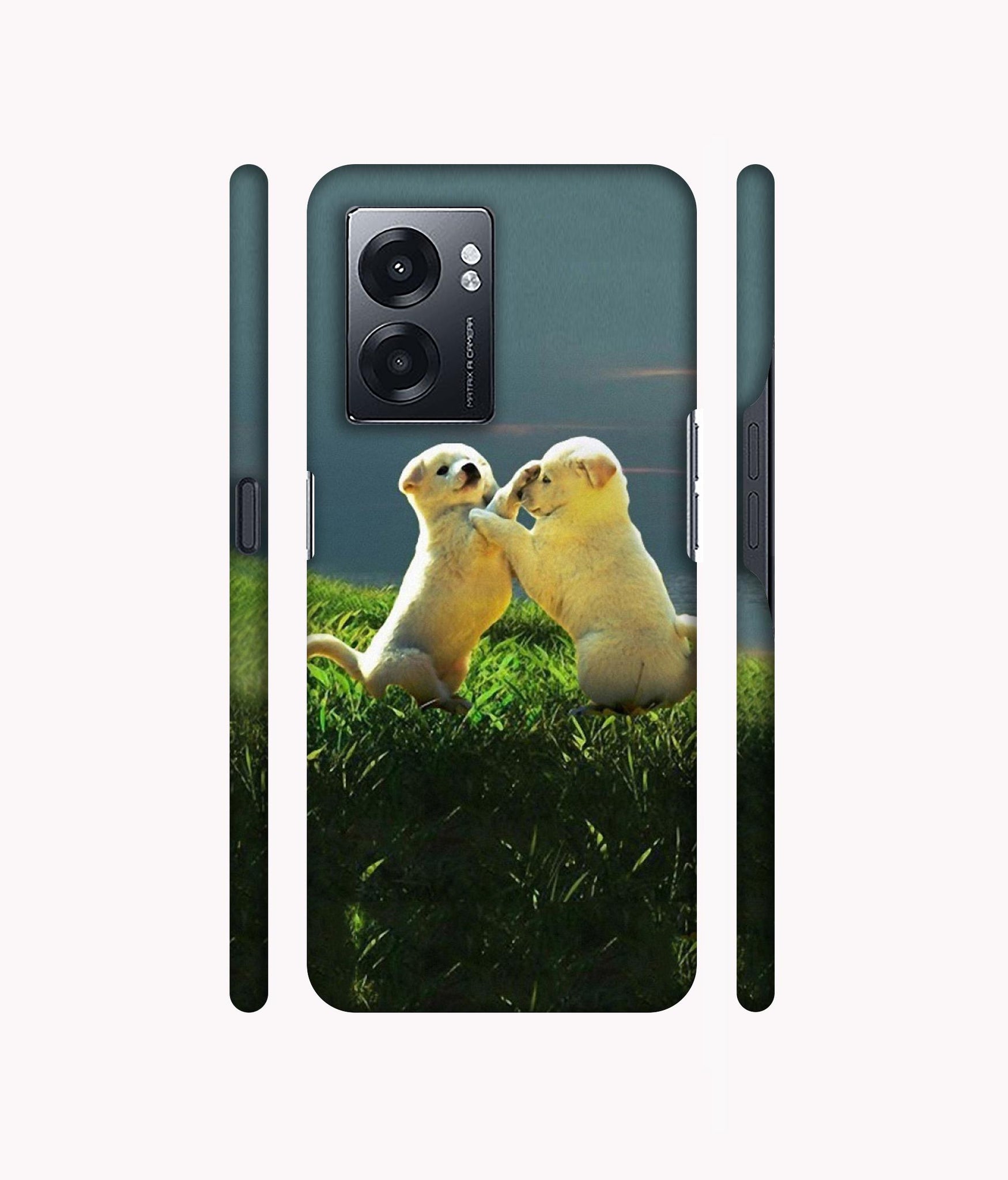 Puppy Couple Sunset Designer Hard Back Cover for Realme Narzo 50 5G / Oppo K10 5G / Oppo A57 5G