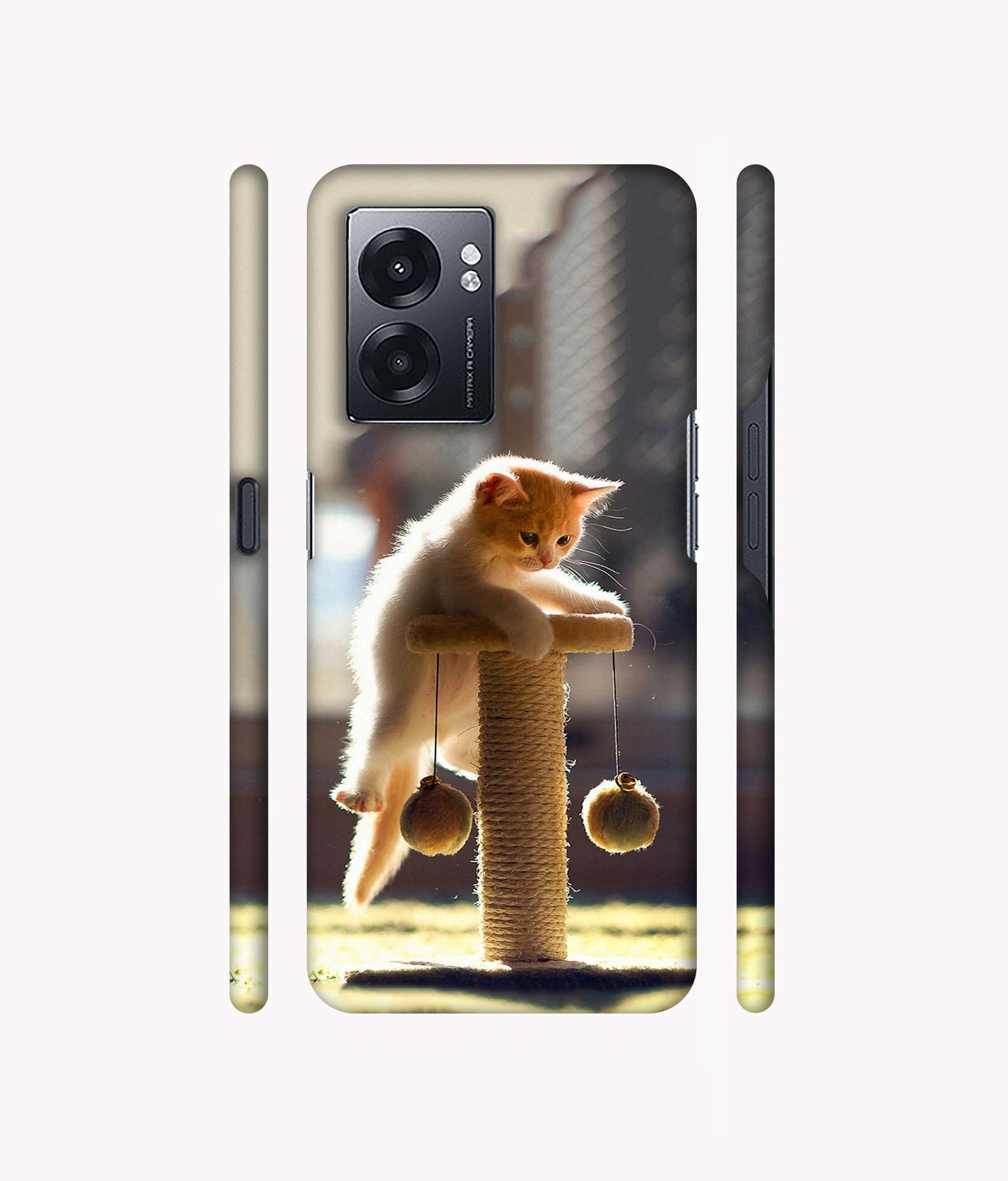 Cat Climbing Designer Hard Back Cover for Realme Narzo 50 5G / Oppo K10 5G / Oppo A57 5G