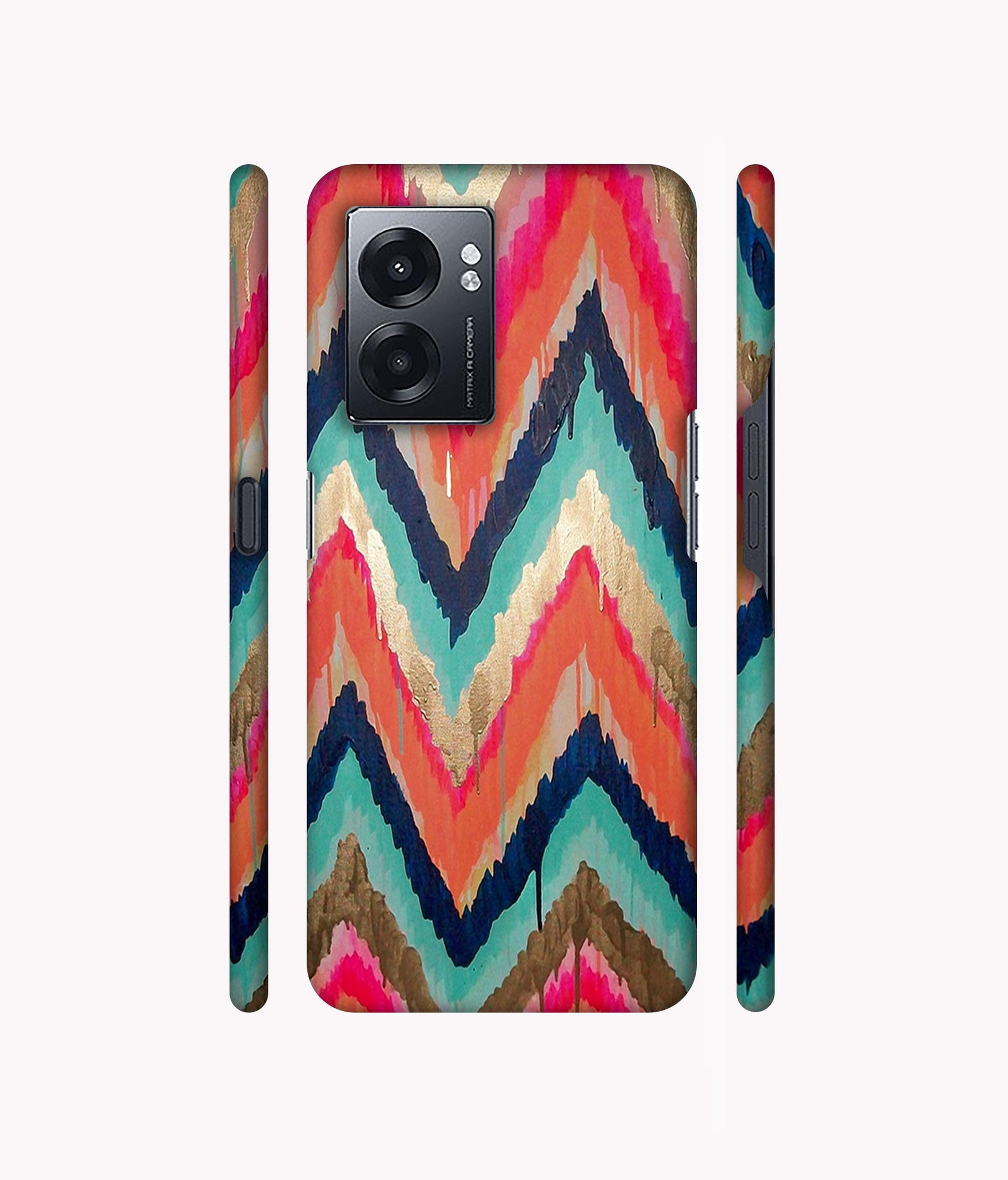 Colorful Zig-Zag Lines Art Designer Hard Back Cover for Realme Narzo 50 5G / Oppo K10 5G / Oppo A57 5G