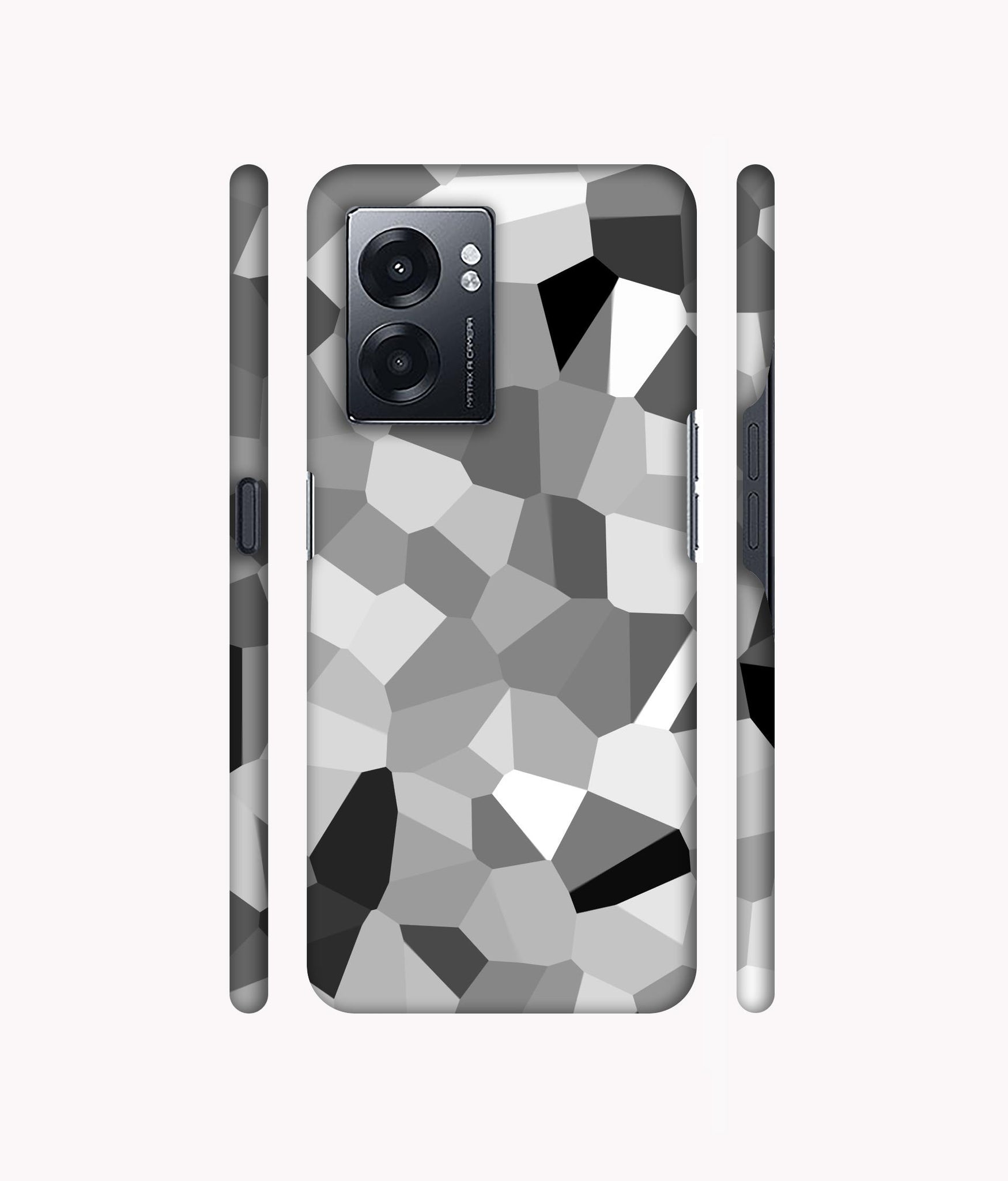 Black & White Mathematical Shape Designer Hard Back Cover for Realme Narzo 50 5G / Oppo K10 5G / Oppo A57 5G