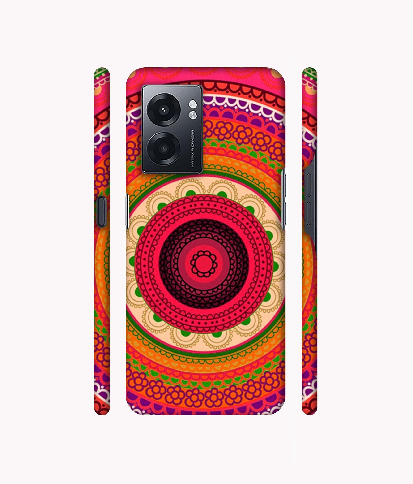Round Rangoli Designer Hard Back Cover for Realme Narzo 50 5G / Oppo K10 5G / Oppo A57 5G