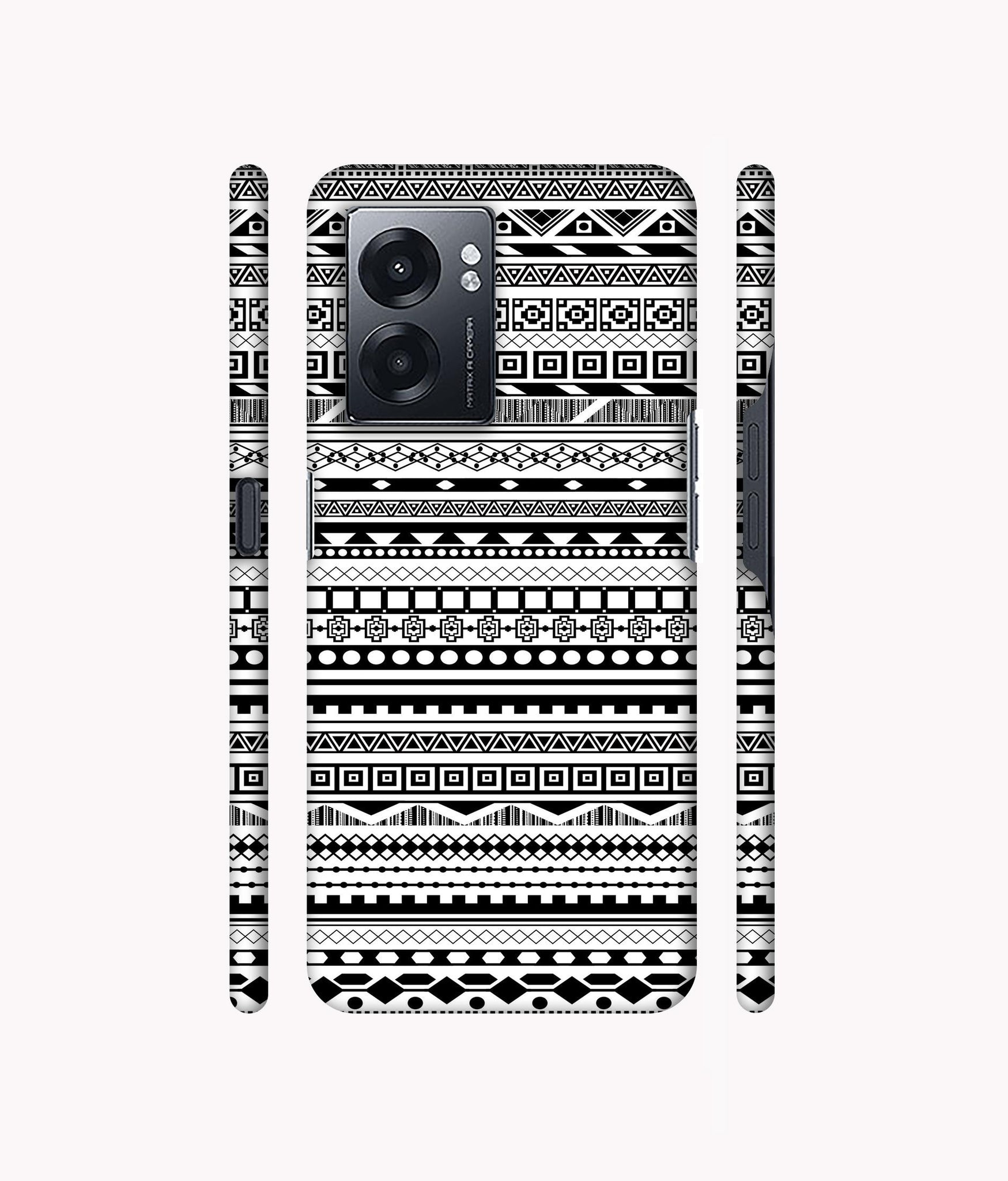 Black & White Patterns Designer Hard Back Cover for Realme Narzo 50 5G / Oppo K10 5G / Oppo A57 5G