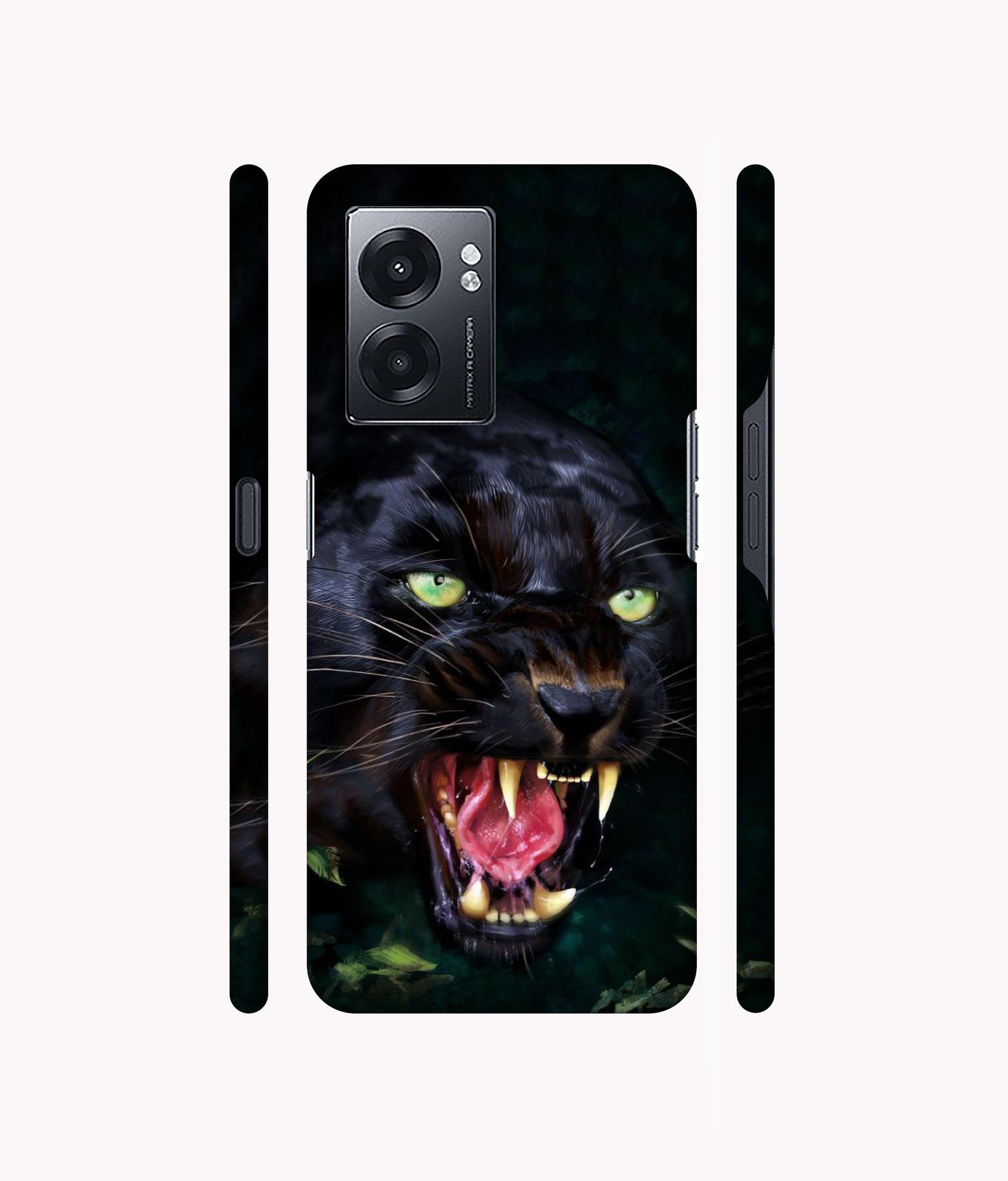 Angry Black Tiger Face Designer Hard Back Cover for Realme Narzo 50 5G / Oppo K10 5G / Oppo A57 5G