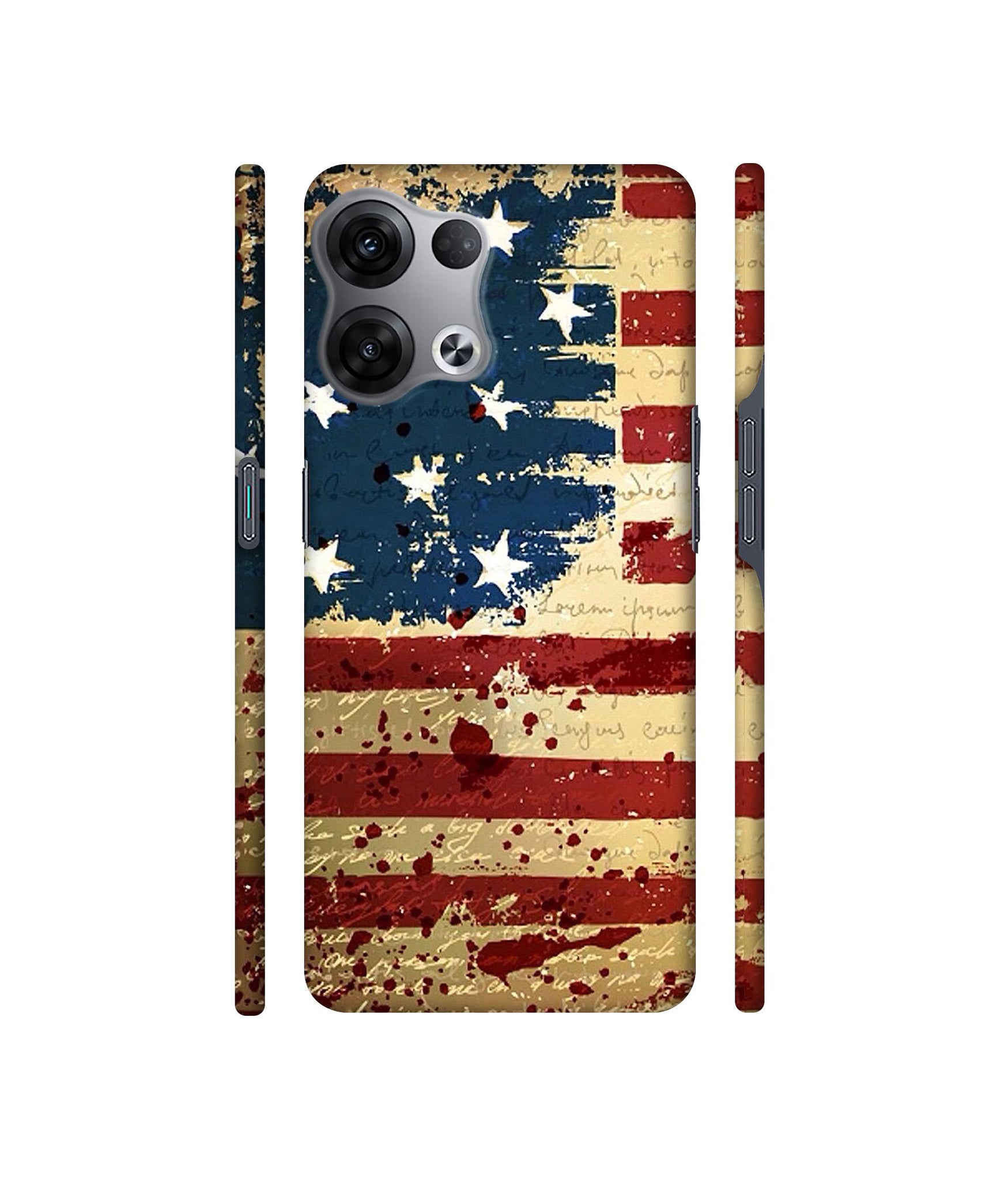 Colorful USA Flag Designer Hard Back Cover for Oppo Reno8 5G