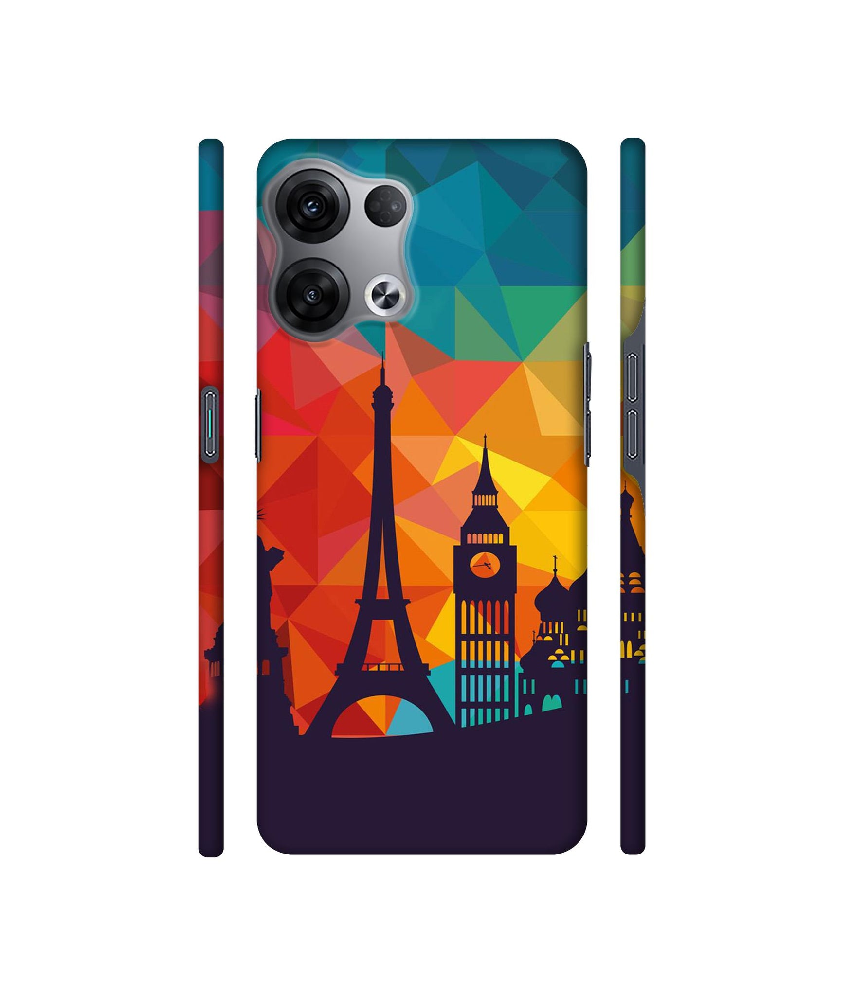 Colored Paris Designer Hard Back Cover for Oppo Reno8 5G