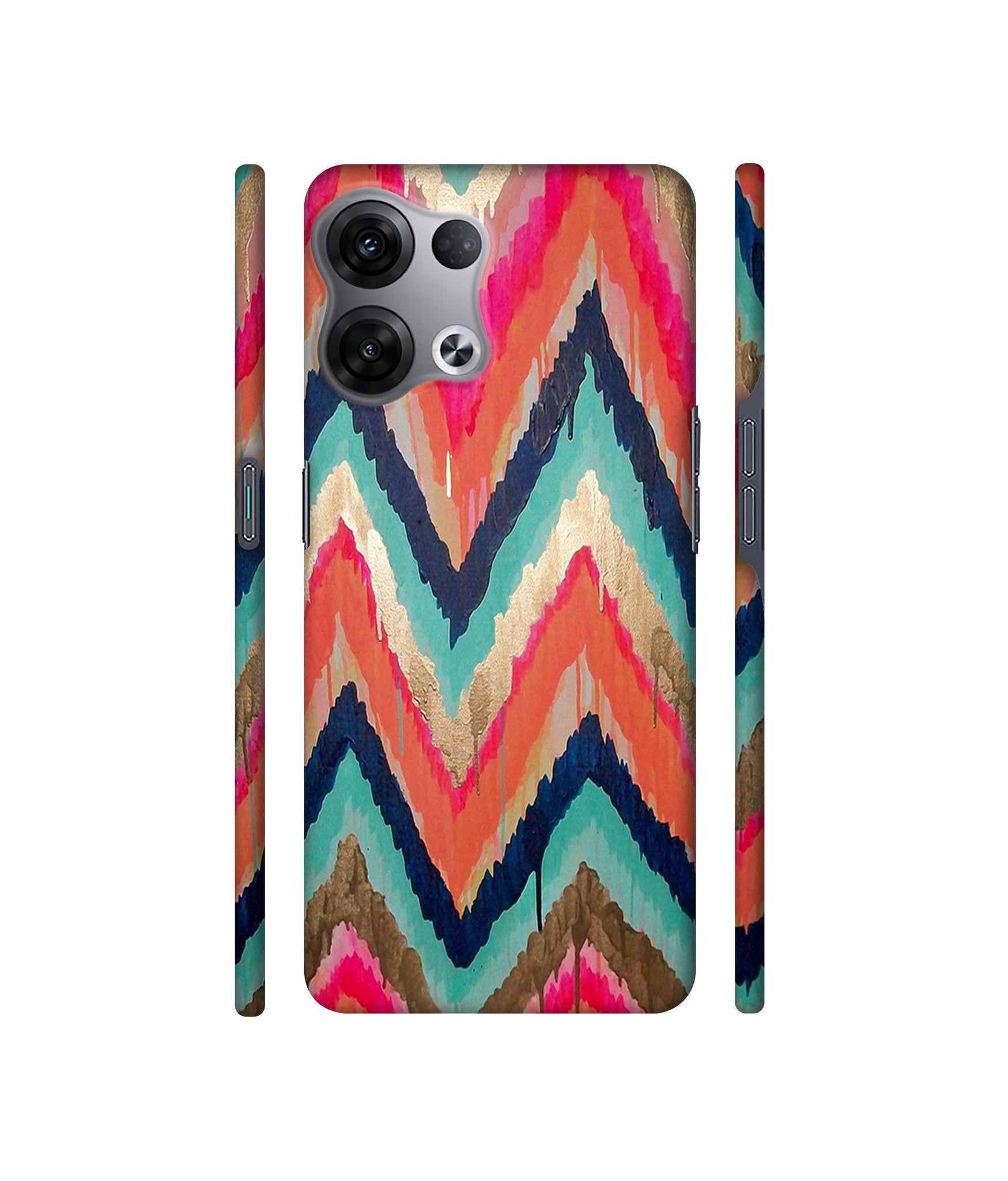 Colorful Zig-Zag Lines Art Designer Hard Back Cover for Oppo Reno8 5G
