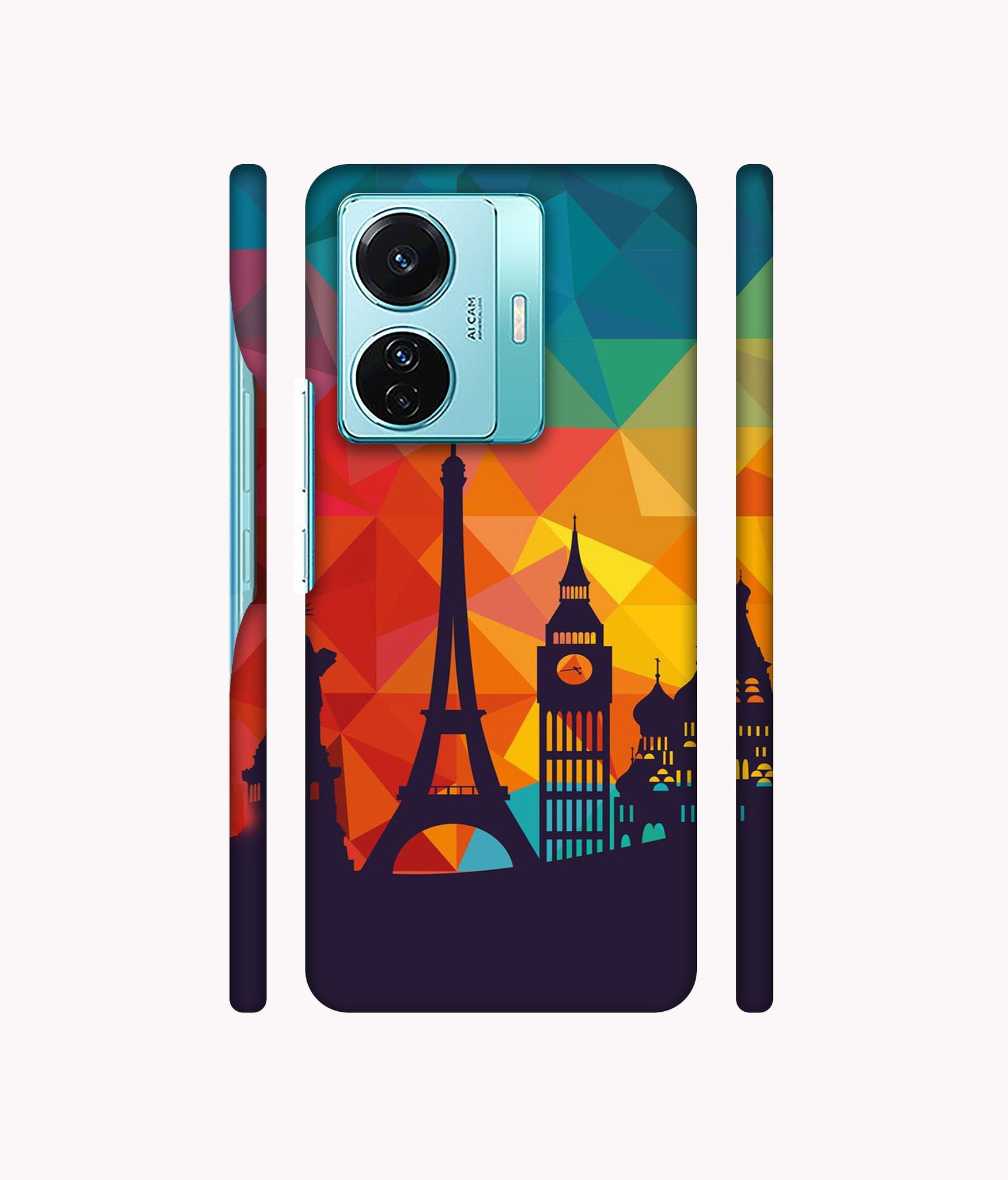 Colored Paris Designer Hard Back Cover for Vivo T1 Pro 5G