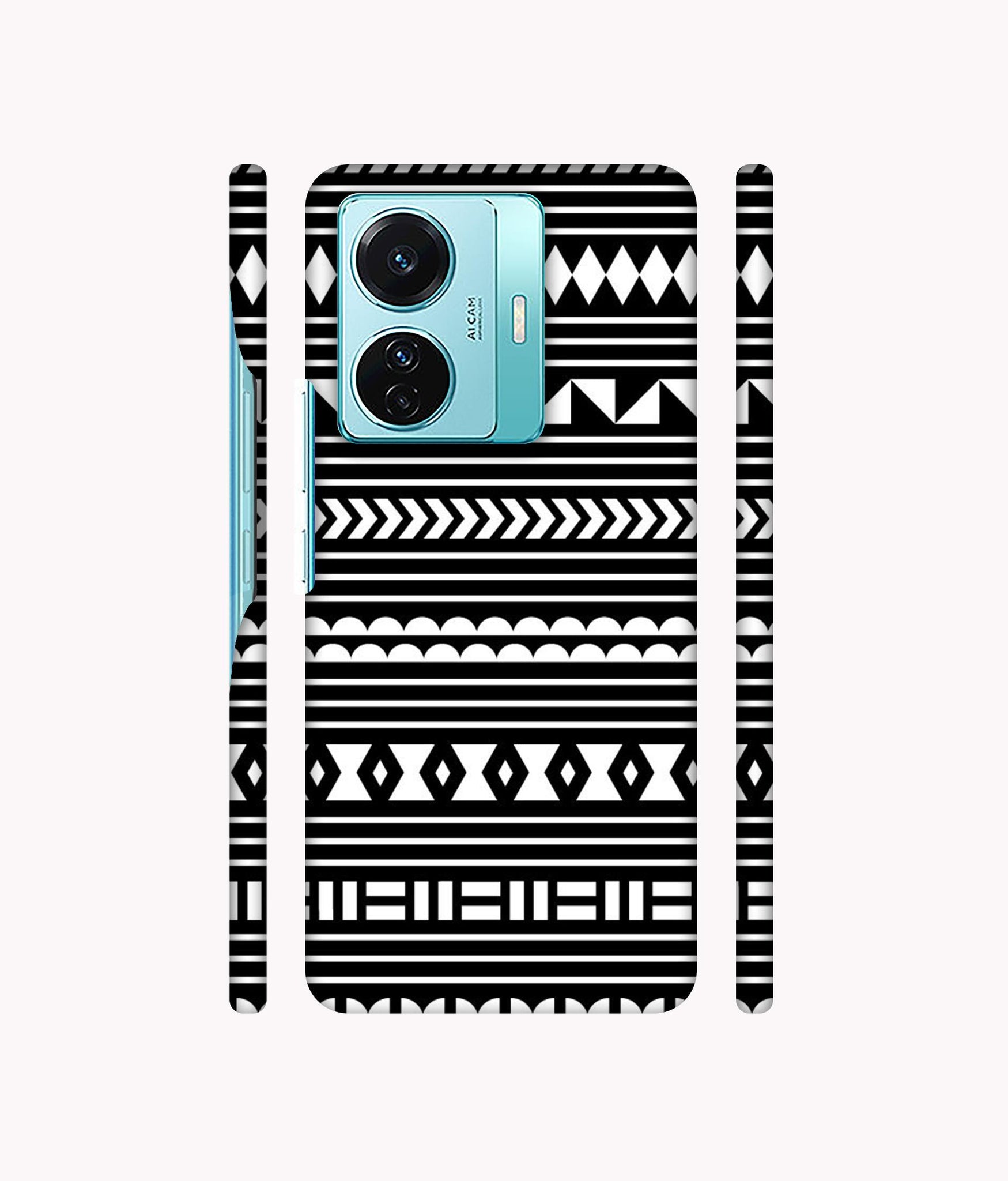 Black Pattern Designer Hard Back Cover for Vivo T1 Pro 5G