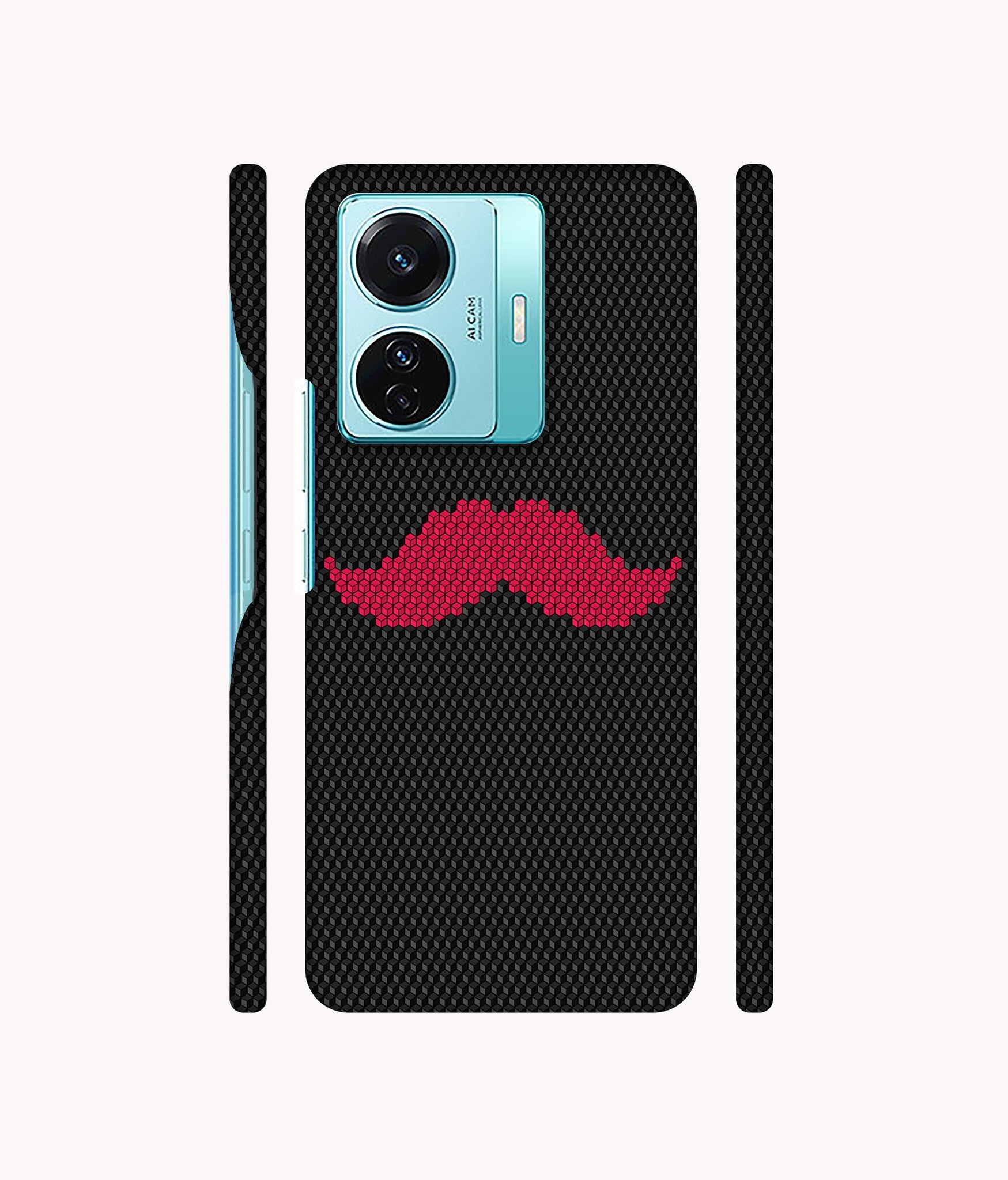 Pink Mustache Pattern Designer Hard Back Cover for Vivo T1 Pro 5G