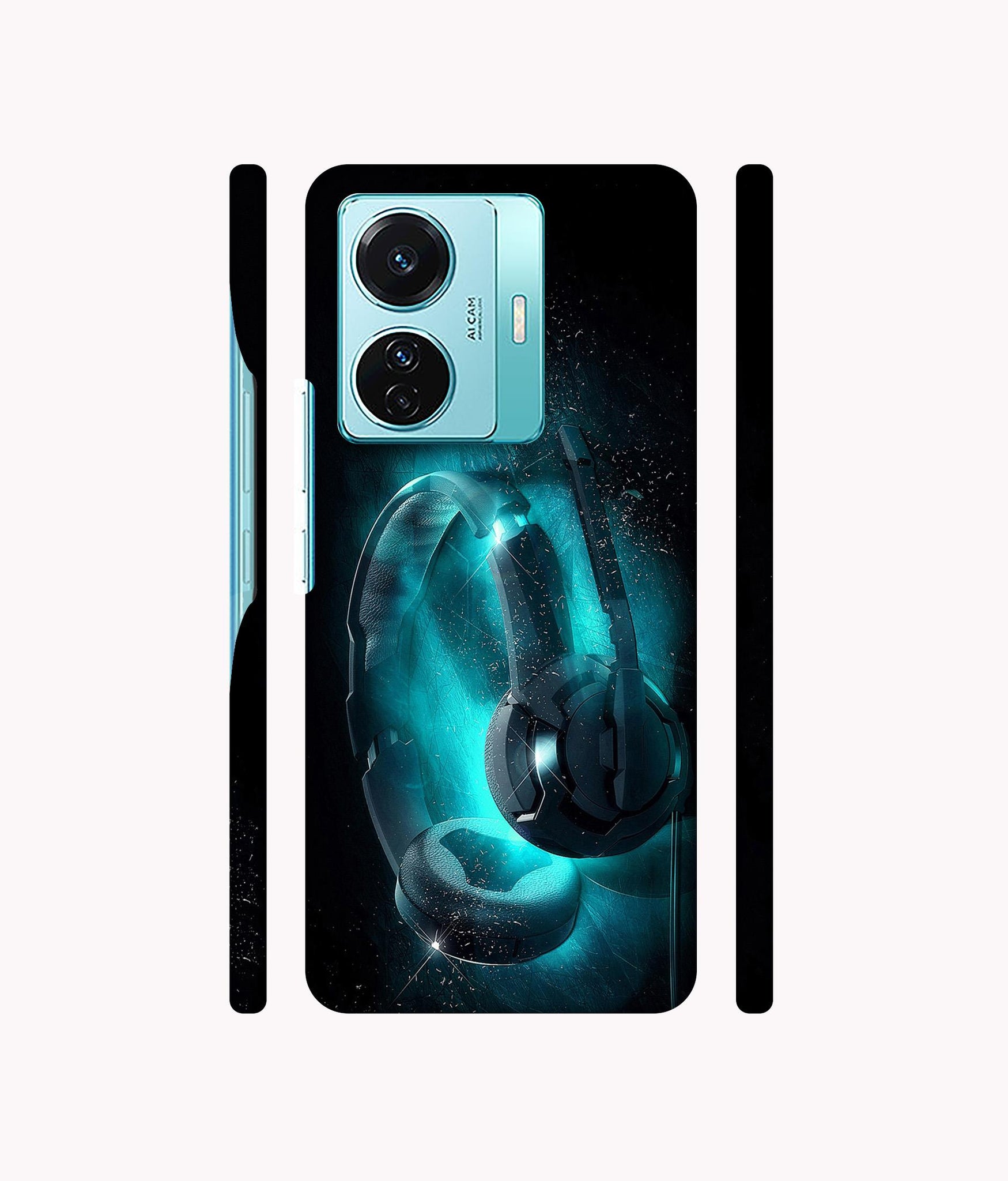 Cool Headphone Designer Hard Back Cover for Vivo T1 Pro 5G