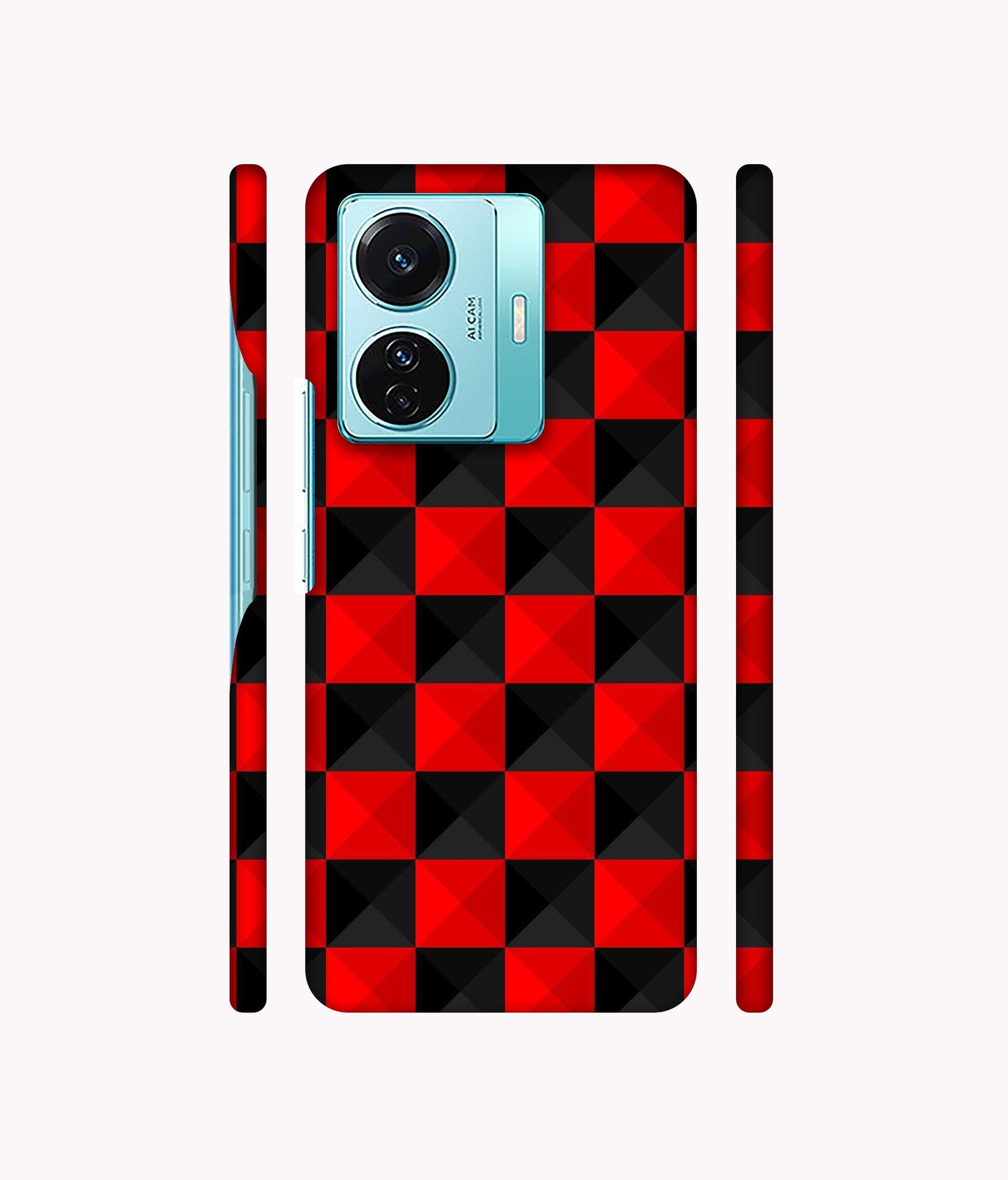 Red N Black Cubes Designer Hard Back Cover for Vivo T1 Pro 5G