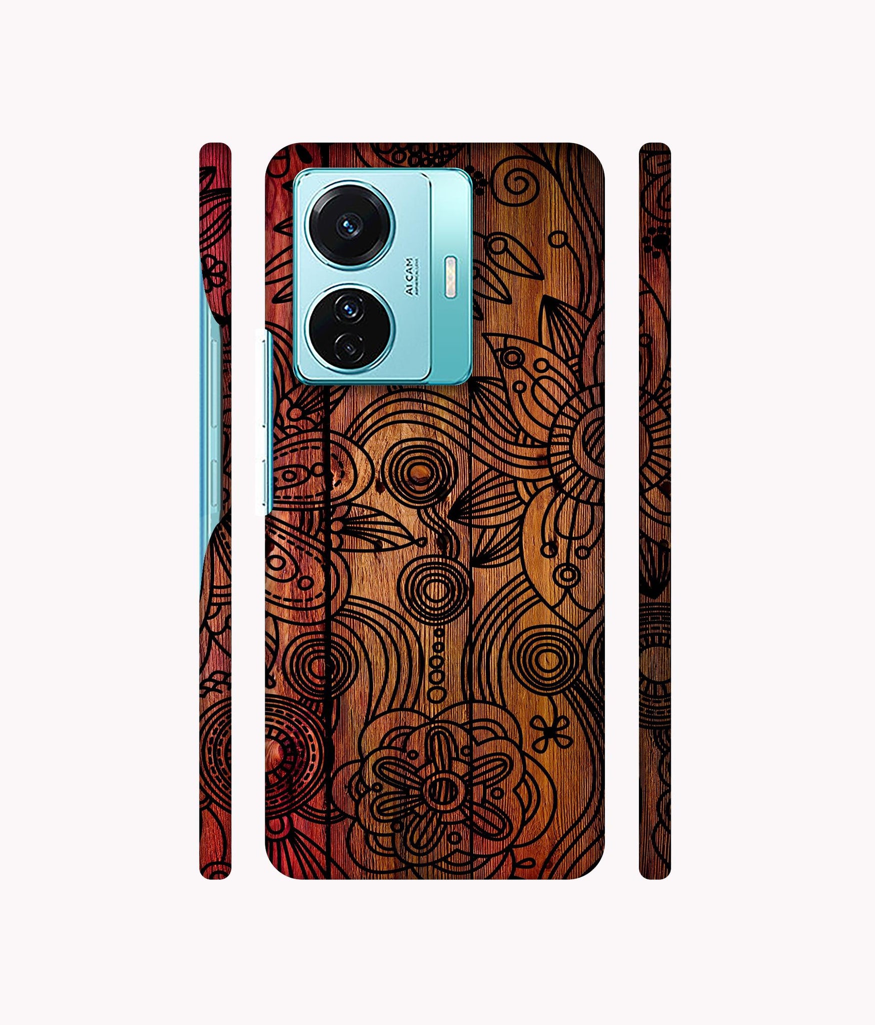Dark Wooden Background Designer Hard Back Cover for Vivo T1 Pro 5G