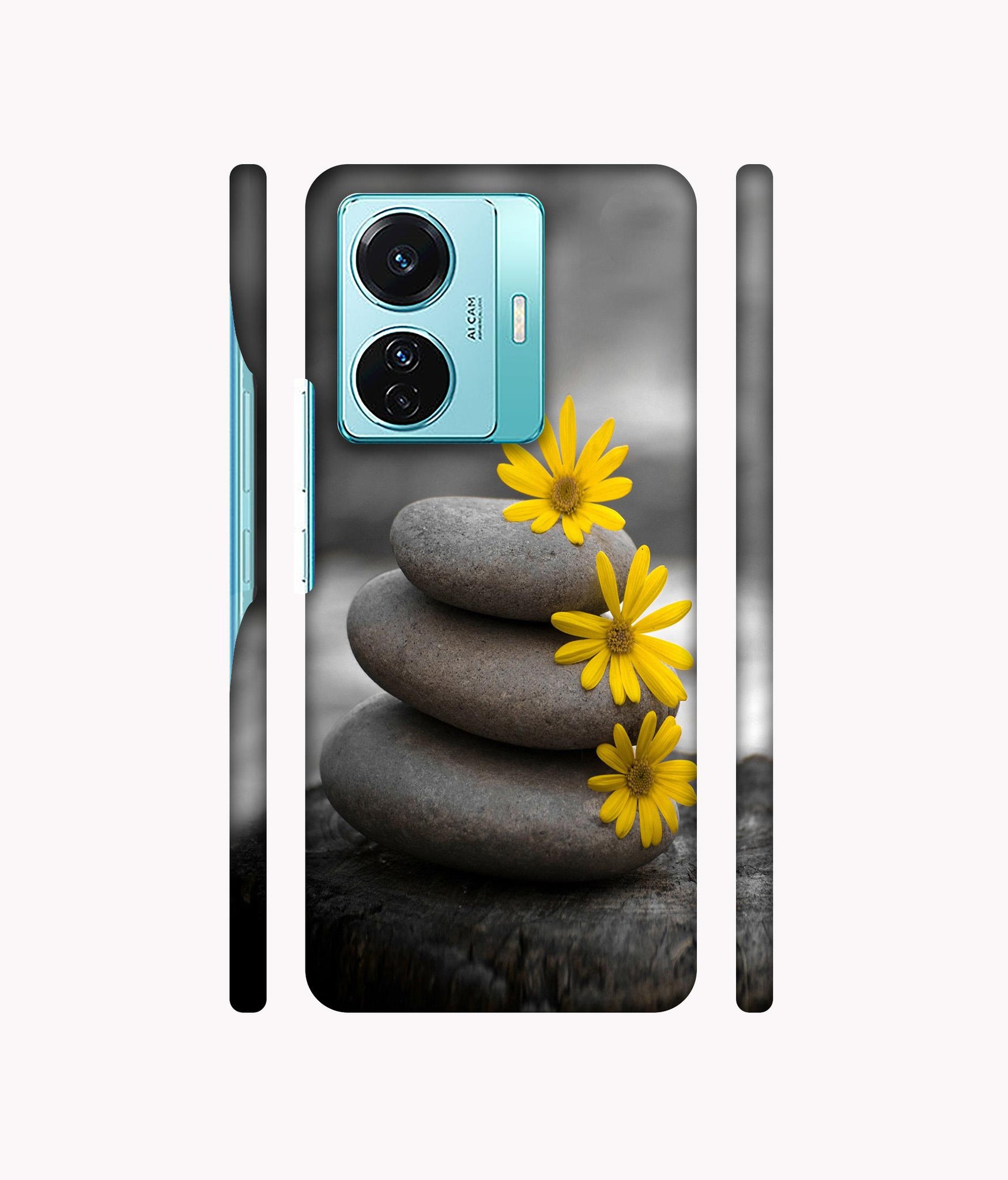 Stones And Flower Designer Hard Back Cover for Vivo T1 Pro 5G