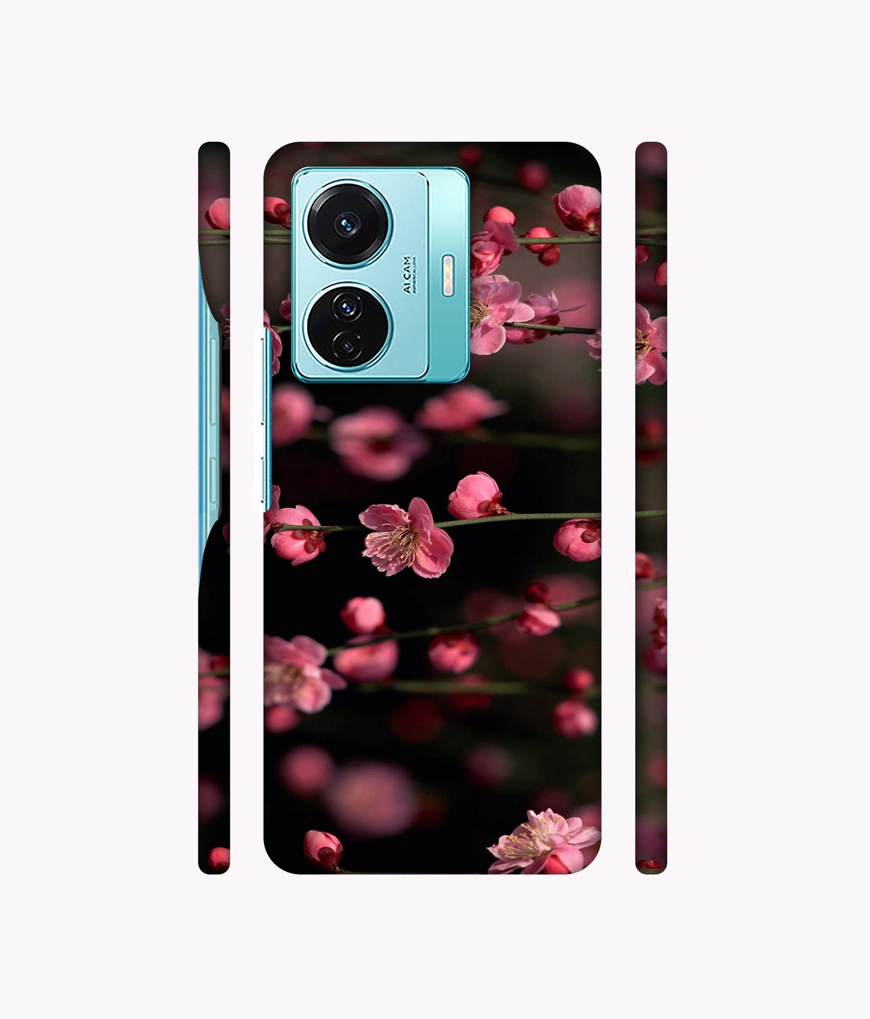Pink Flowers Designer Hard Back Cover for Vivo T1 Pro 5G