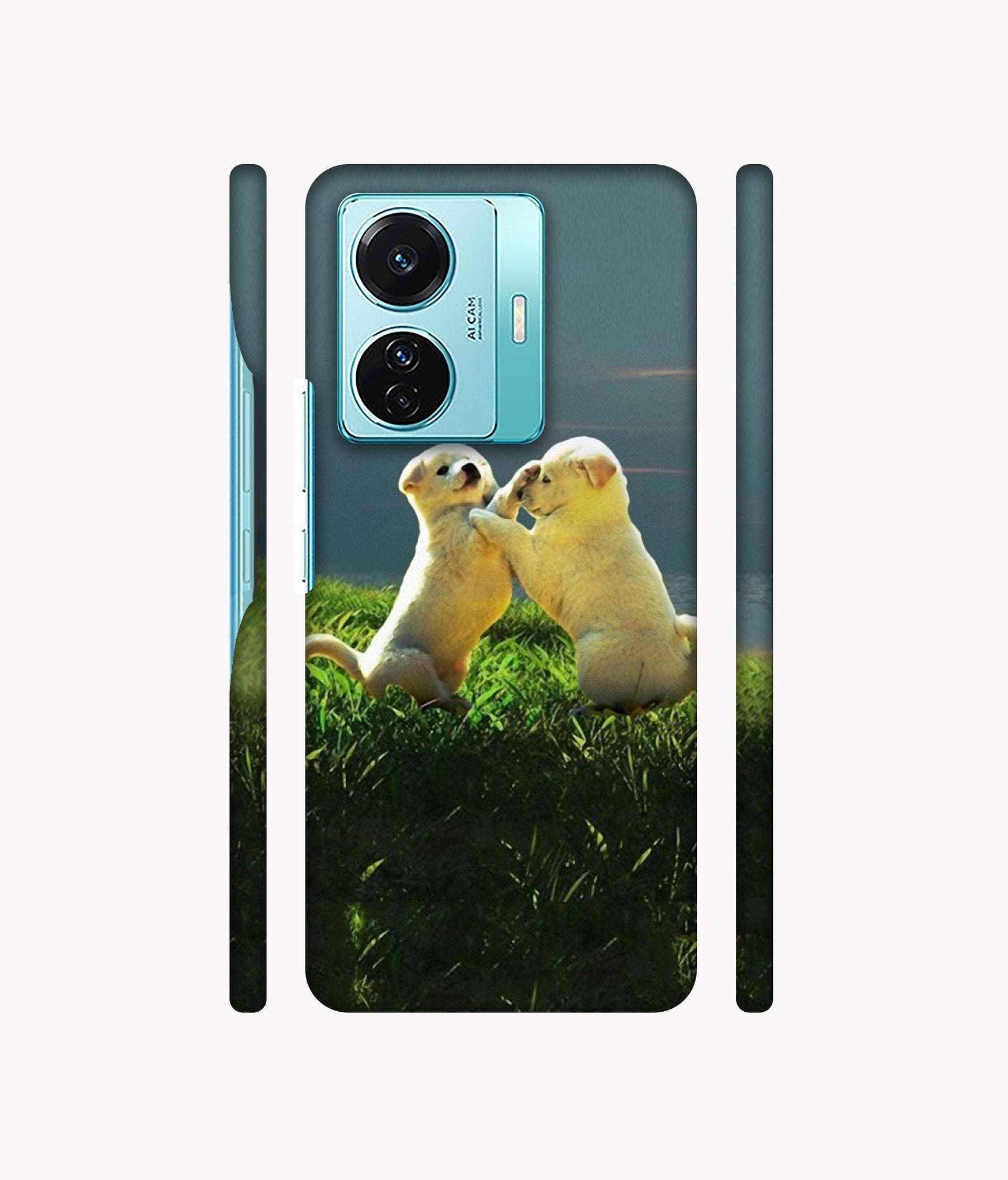 Puppy Couple Sunset Designer Hard Back Cover for Vivo T1 Pro 5G