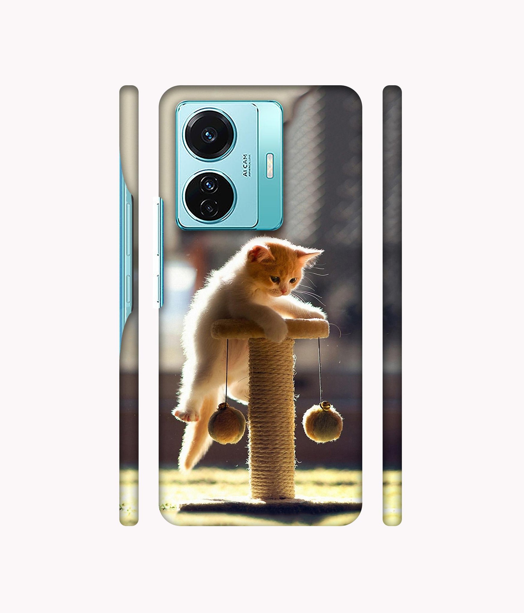 Cat Climbing Designer Hard Back Cover for Vivo T1 Pro 5G