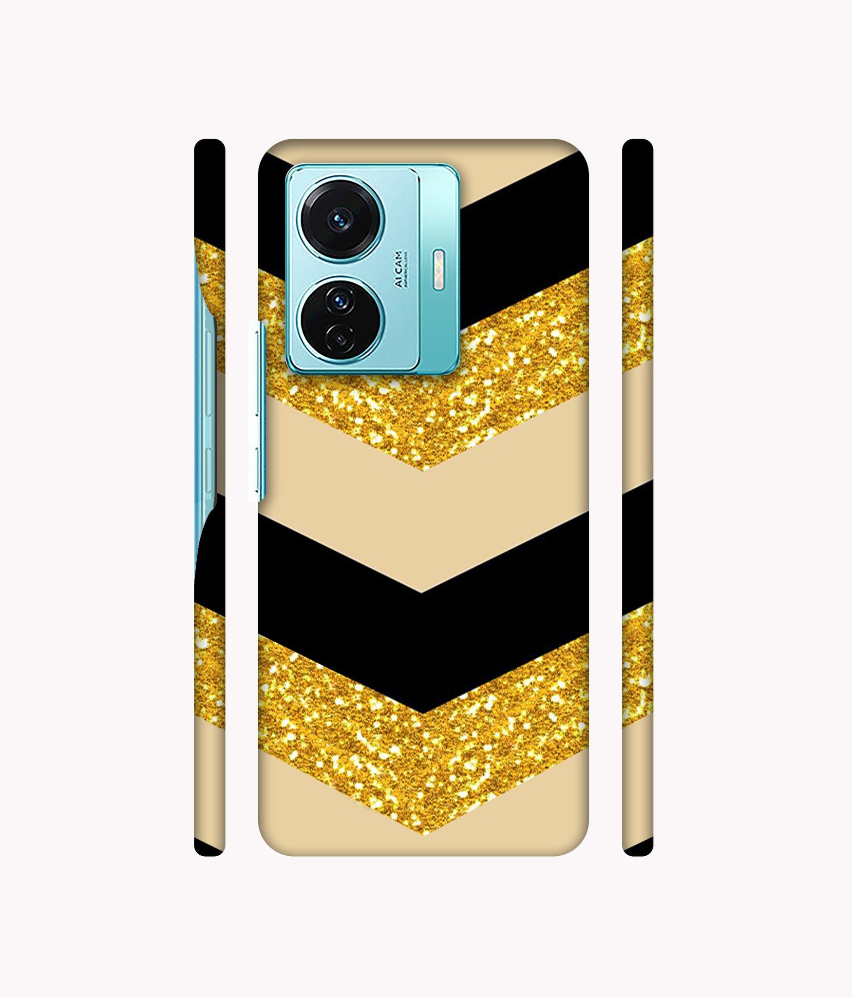 Black & Gold Designer Hard Back Cover for Vivo T1 Pro 5G