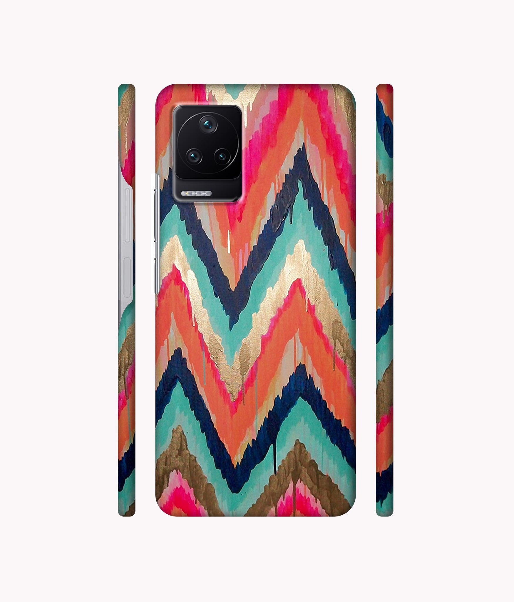Colorful Zig-Zag Lines Art Designer Hard Back Cover for Poco F4 5G / Mi Redmi K40S 5G