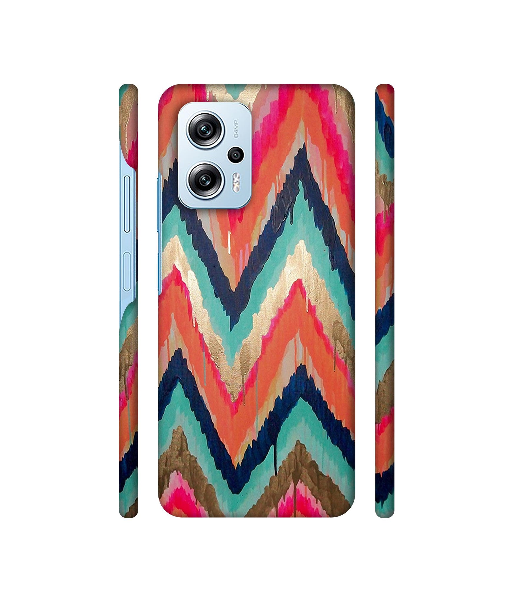 Colorful Zig-Zag Lines Art Designer Hard Back Cover for Mi Redmi Note 11T Pro 5G / Poco X4 GT 5G