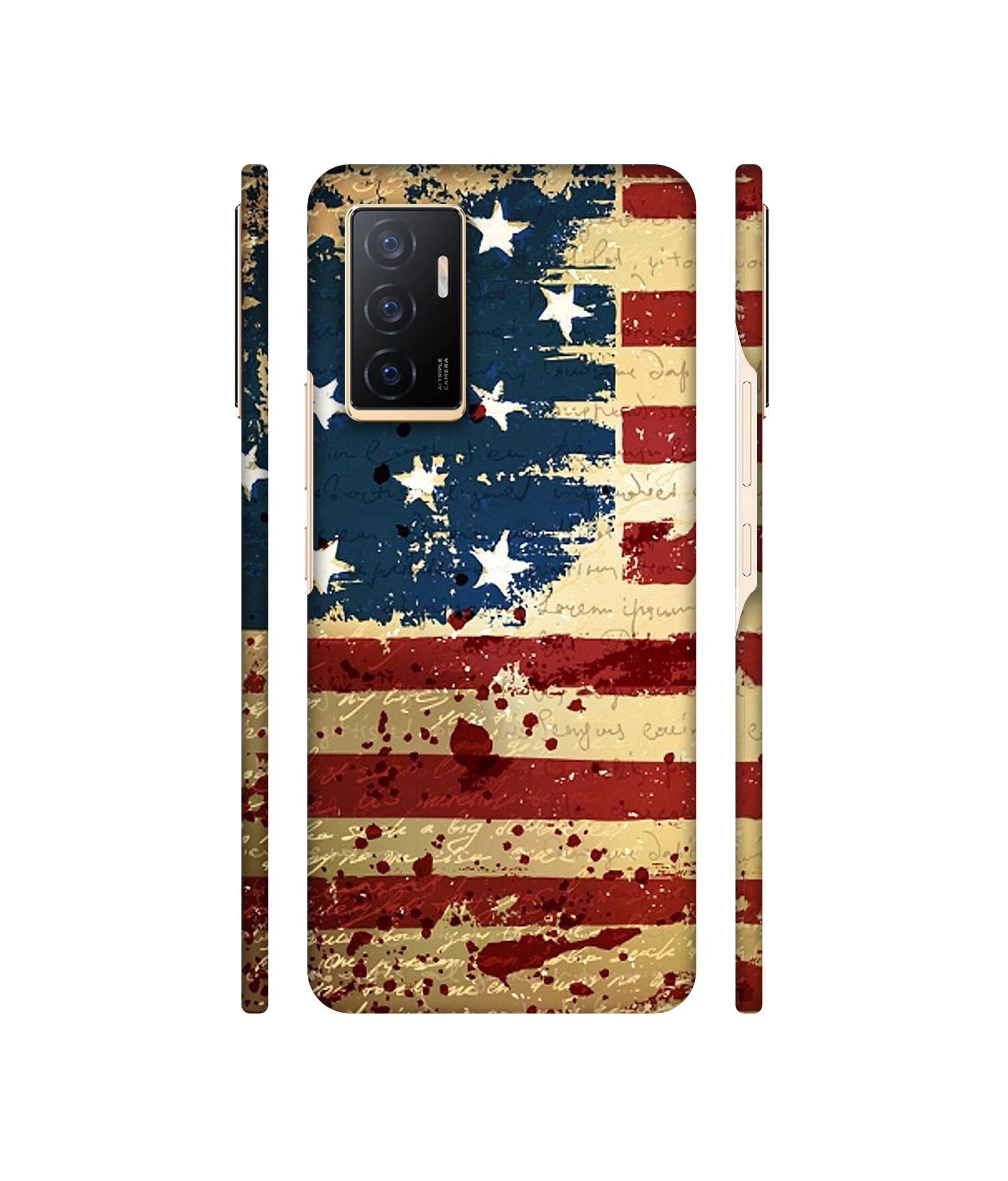 Colorful USA Flag Designer Hard Back Cover for Vivo V23e 4G / Vivo V23e 5G