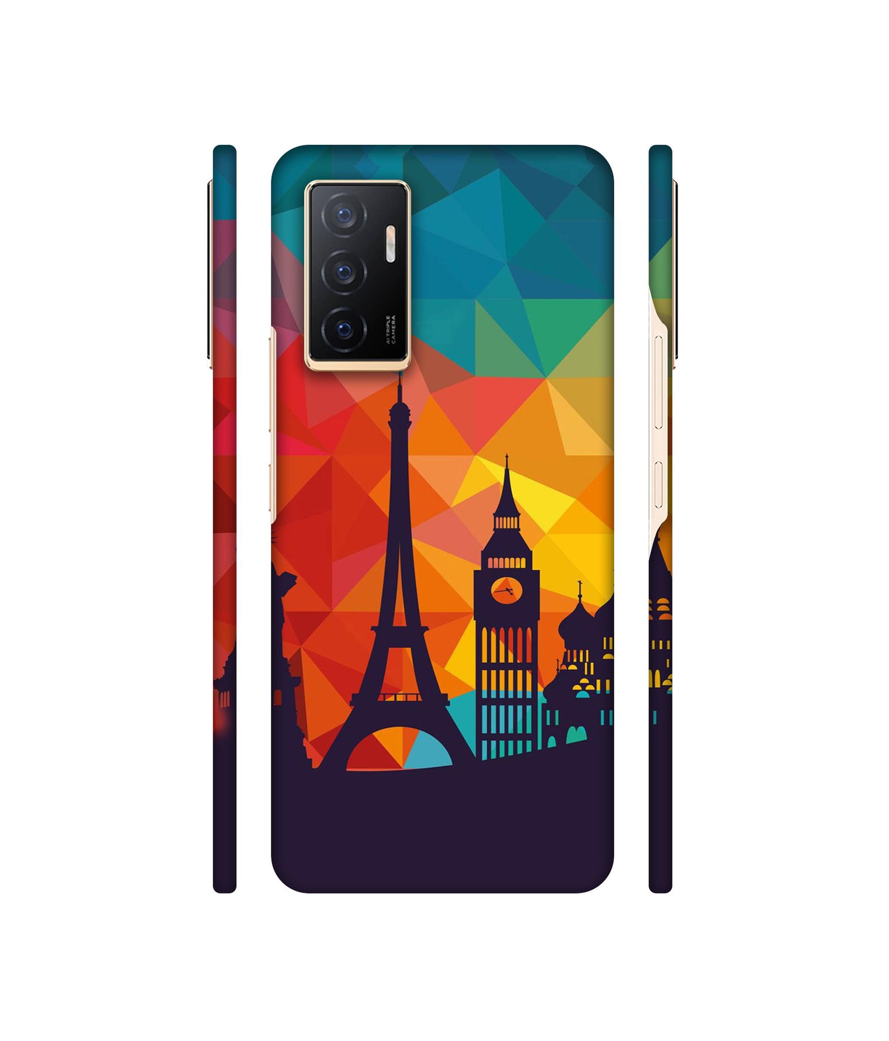 Colored Paris Designer Hard Back Cover for Vivo V23e 4G / Vivo V23e 5G