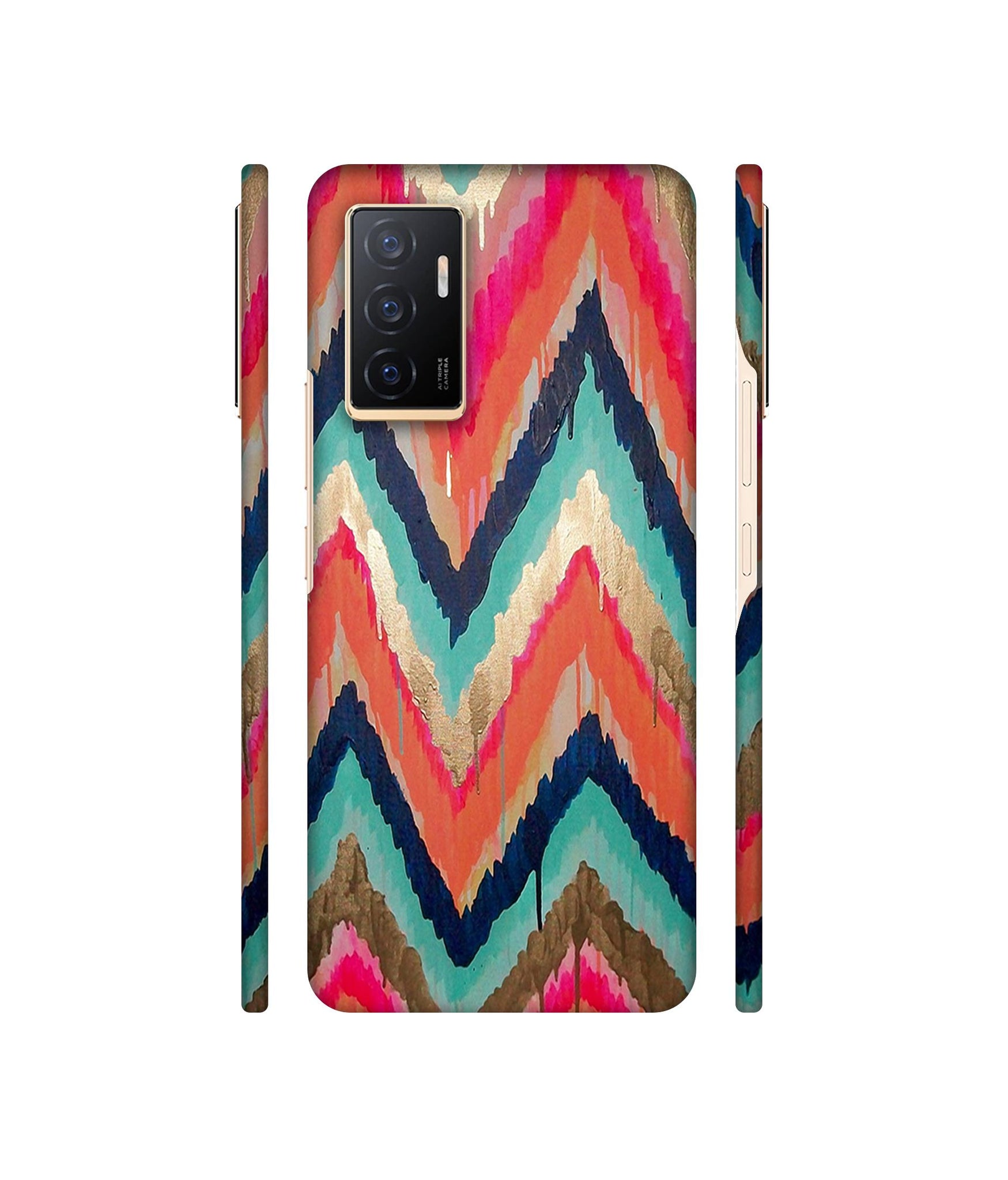 Colorful Zig-Zag Lines Art Designer Hard Back Cover for Vivo V23e 4G / Vivo V23e 5G
