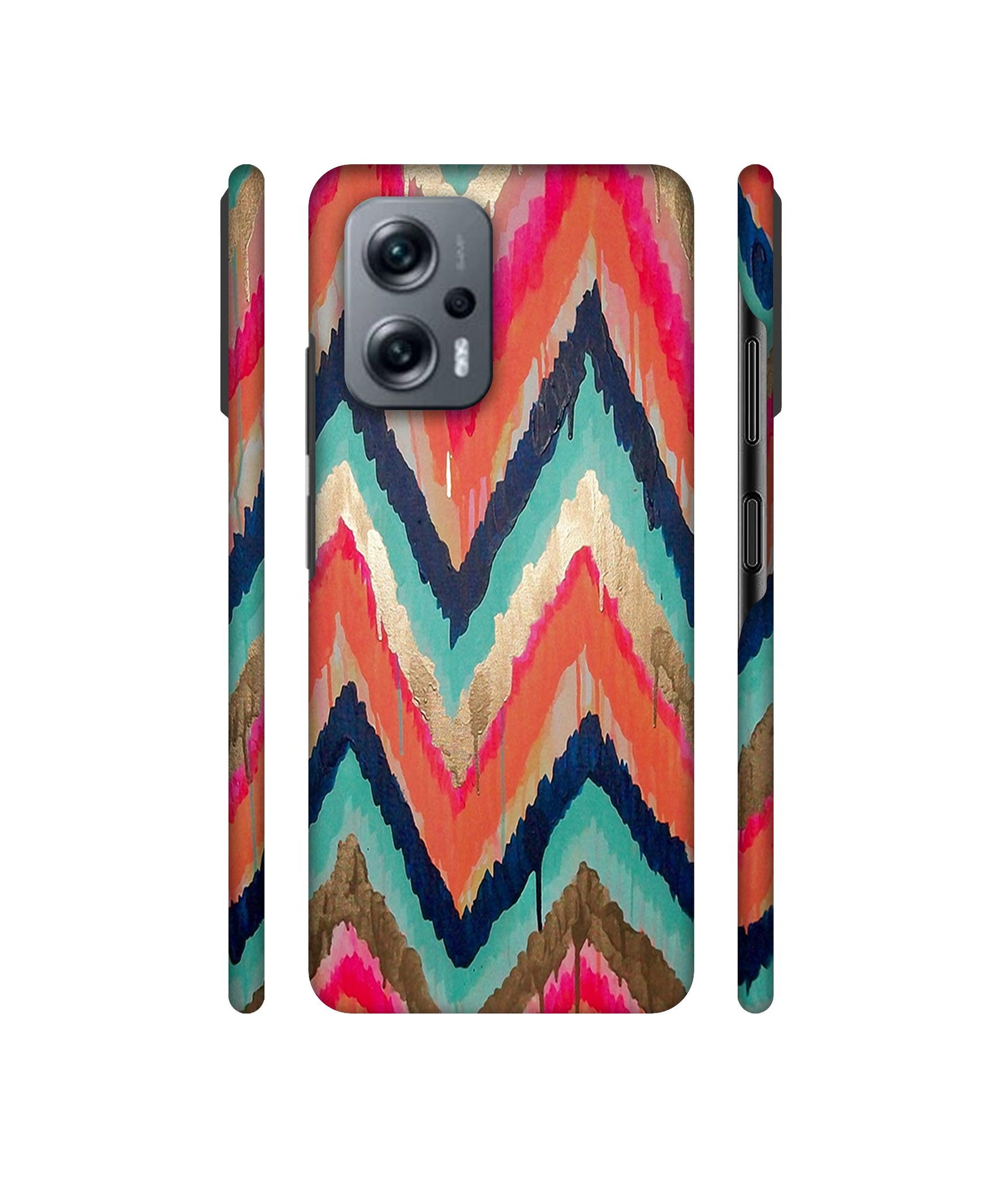 Colorful Zig-Zag Lines Art Designer Hard Back Cover for Mi Redmi K50i 5G
