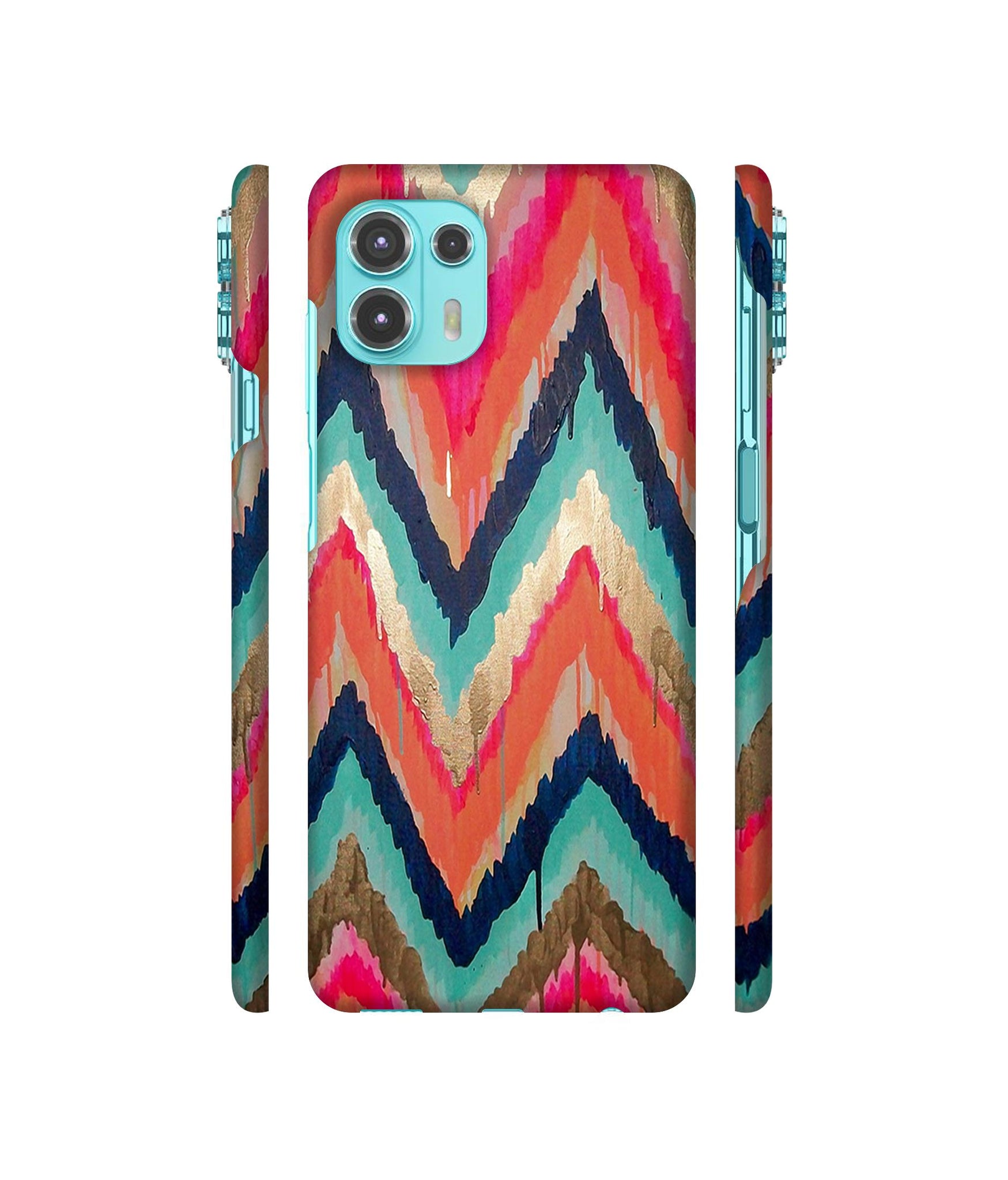 Colorful Zig-Zag Lines Art Designer Hard Back Cover for Motorola edge 20 Fusion 5G