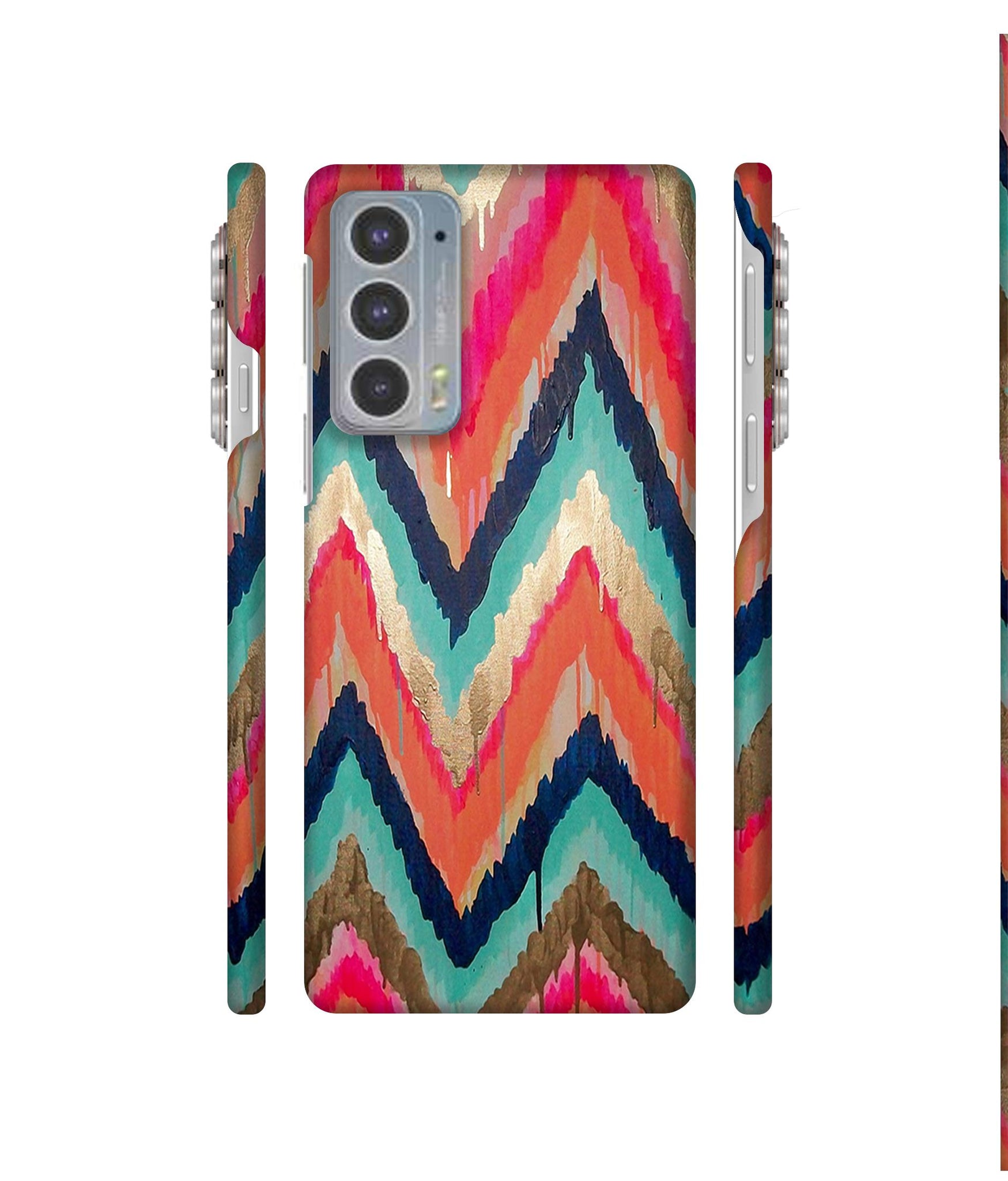 Colorful Zig-Zag Lines Art Designer Hard Back Cover for Motorola edge 20 5G