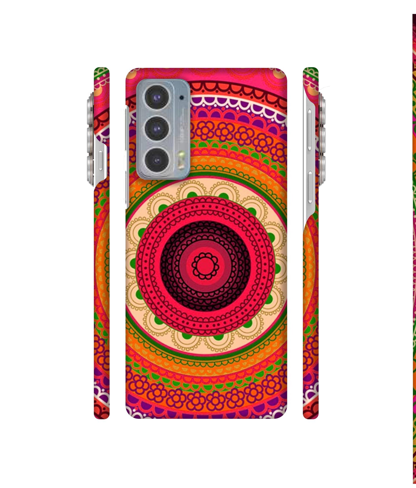 Round Rangoli Designer Hard Back Cover for Motorola edge 20 5G