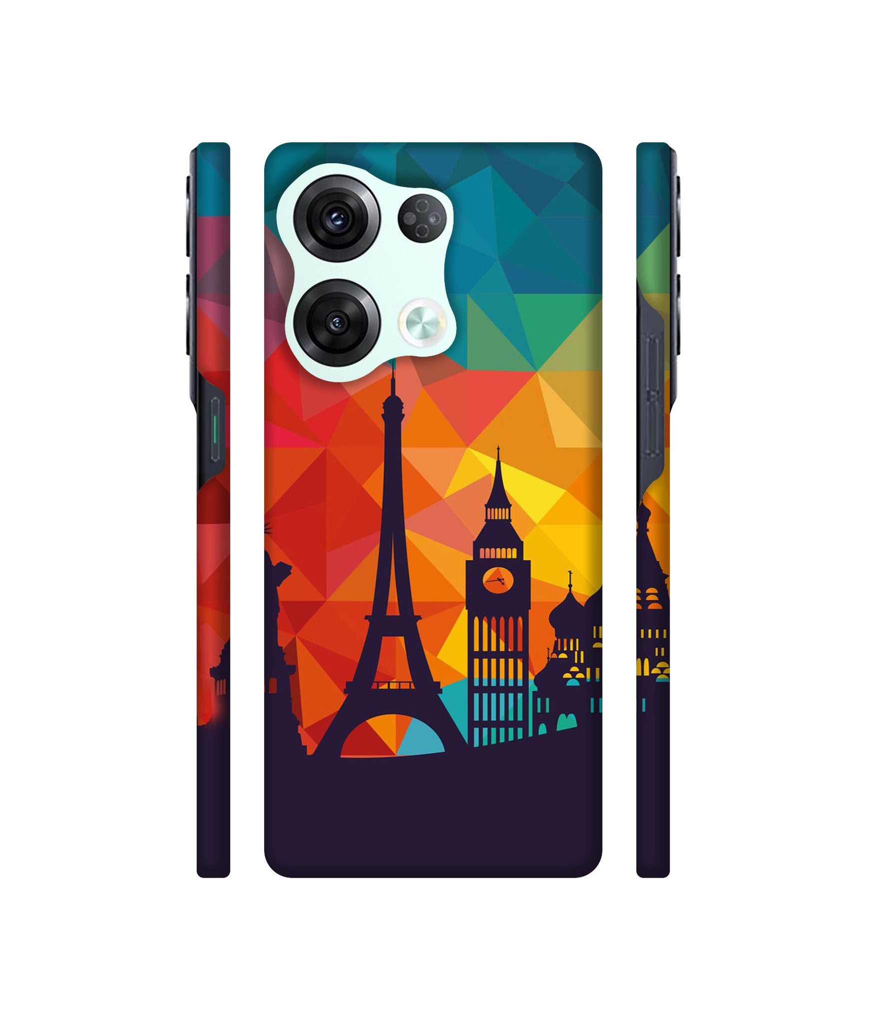 Colored Paris Designer Hard Back Cover for Oppo Reno8 Pro 5G