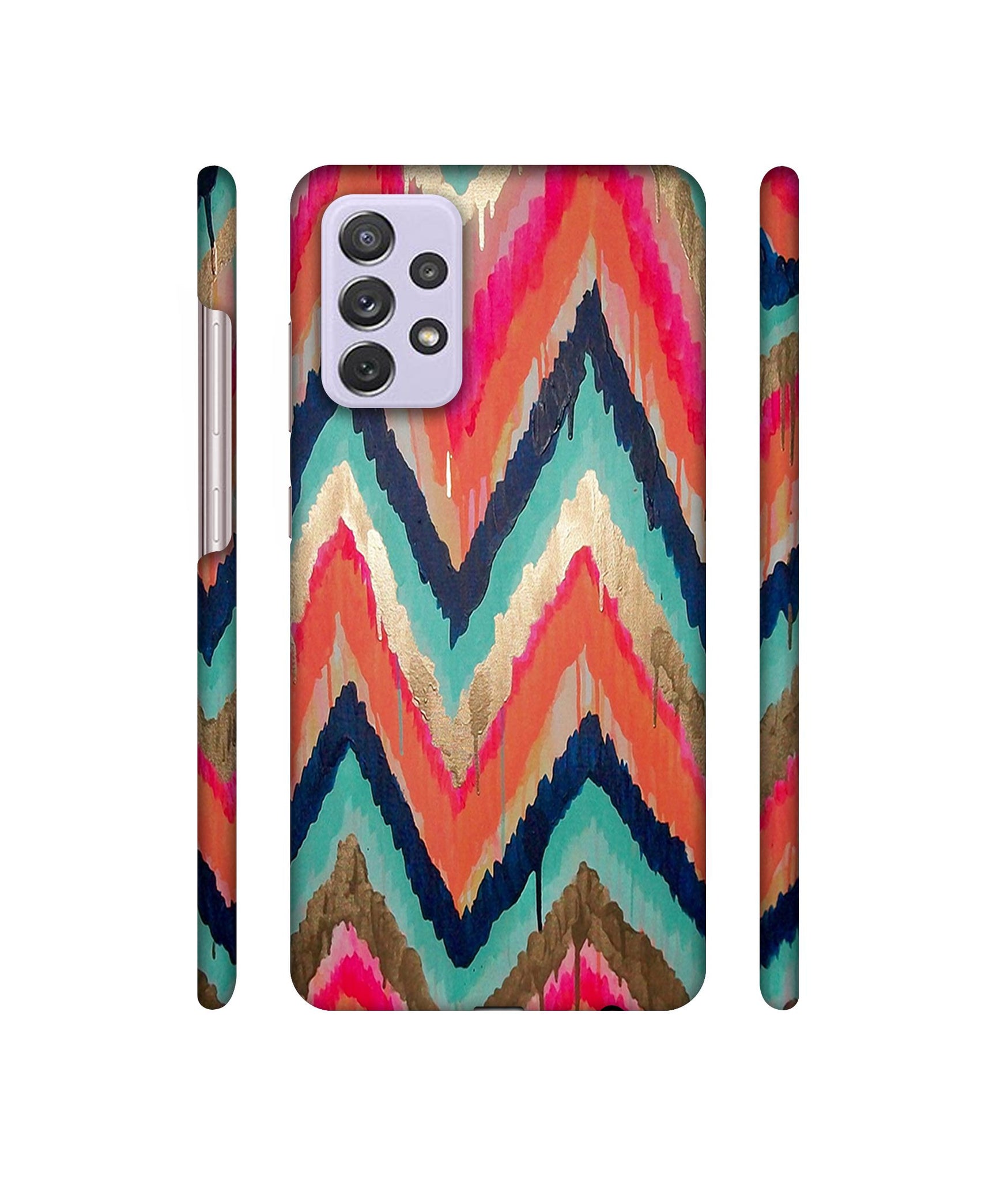 Colorful Zig-Zag Lines Art Designer Hard Back Cover for Samsung Galaxy A72 4G