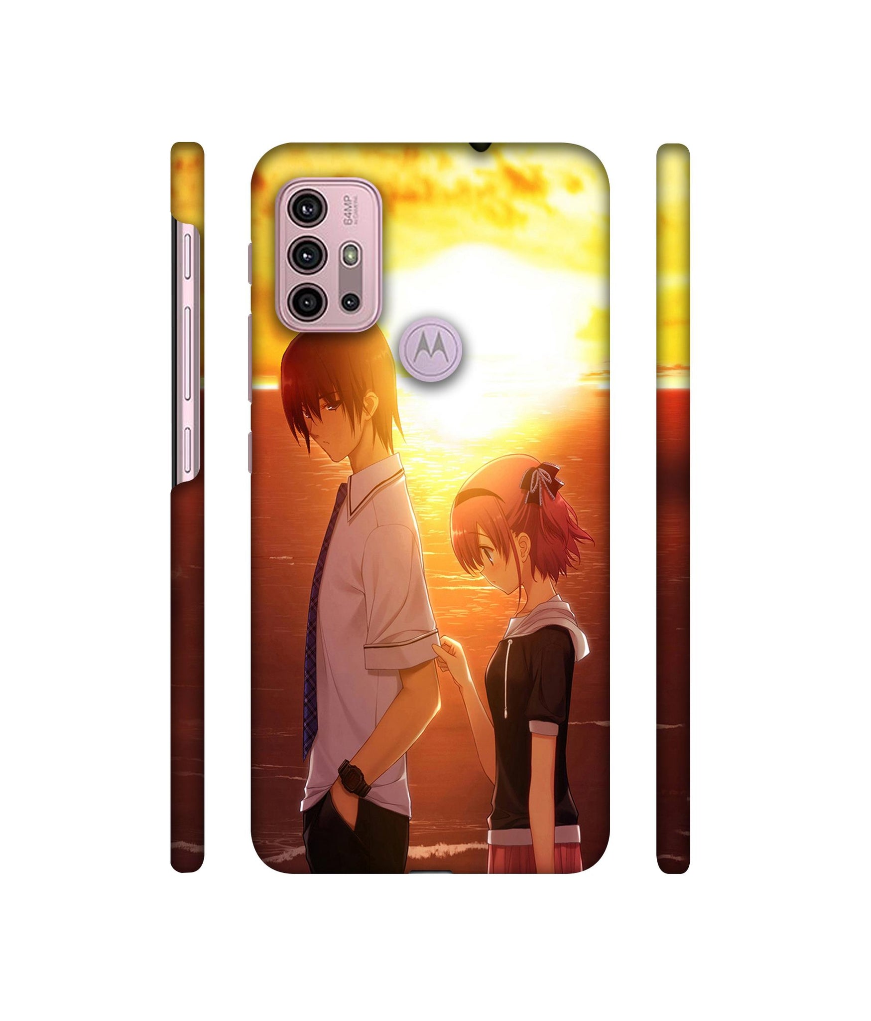 Girl Boy Sunset Sea Designer Hard Back Cover for Motorola Moto G30 / Moto G10 Power