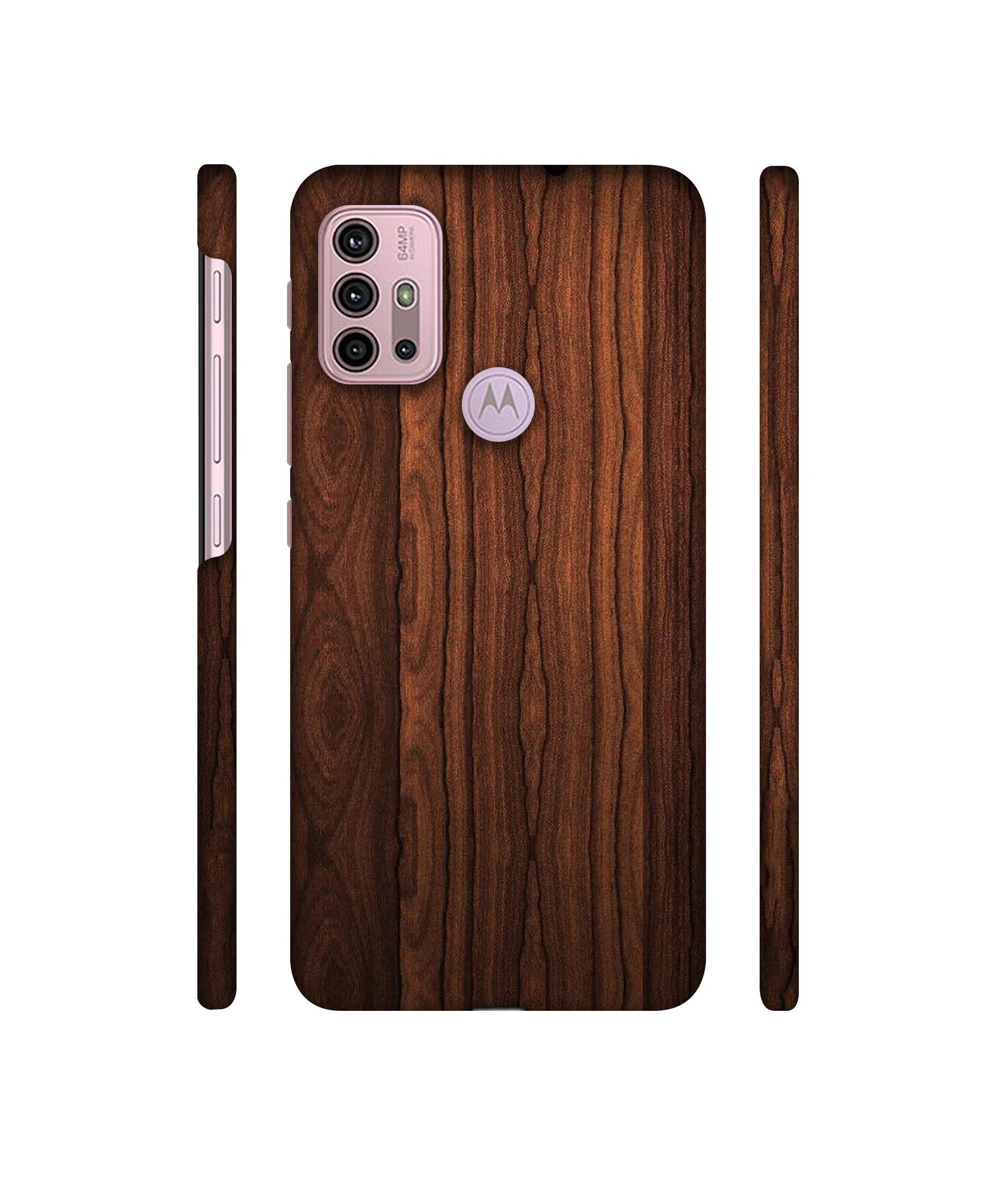 Brown Wooden Texture Designer Hard Back Cover for Motorola Moto G30 / Moto G10 Power