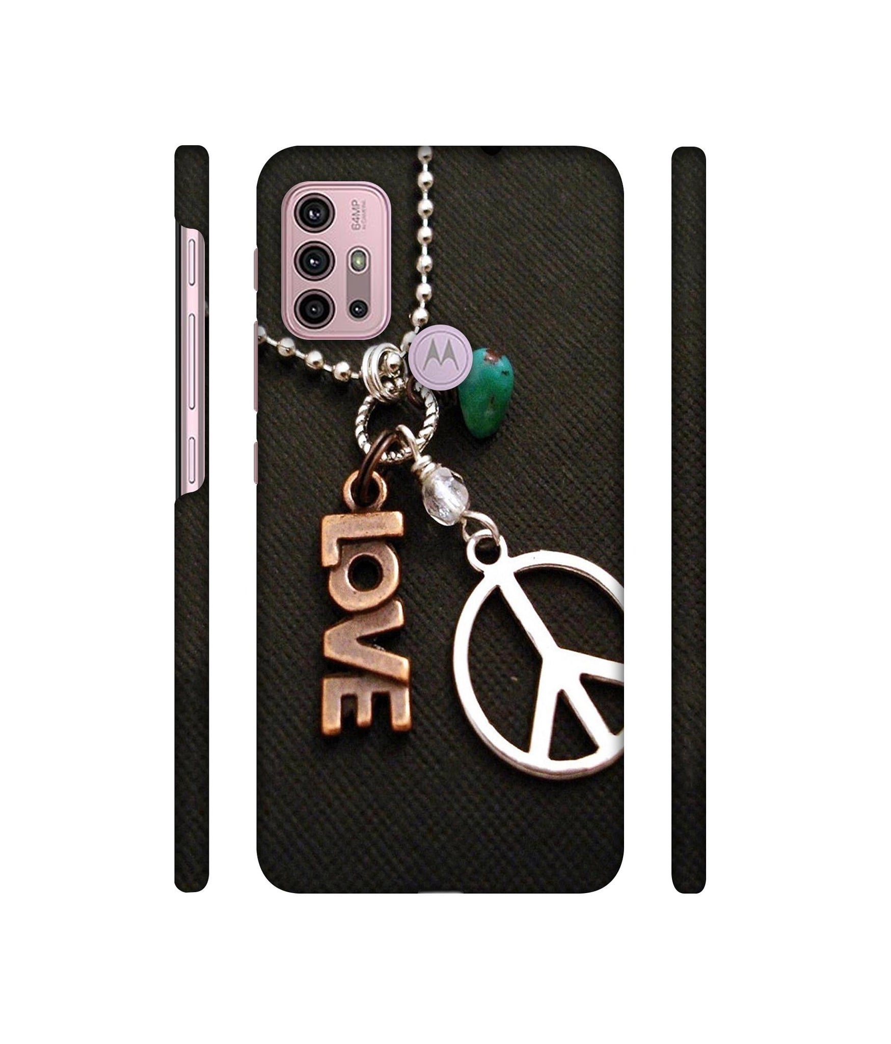 Love and Peace Designer Hard Back Cover for Motorola Moto G30 / Moto G10 Power