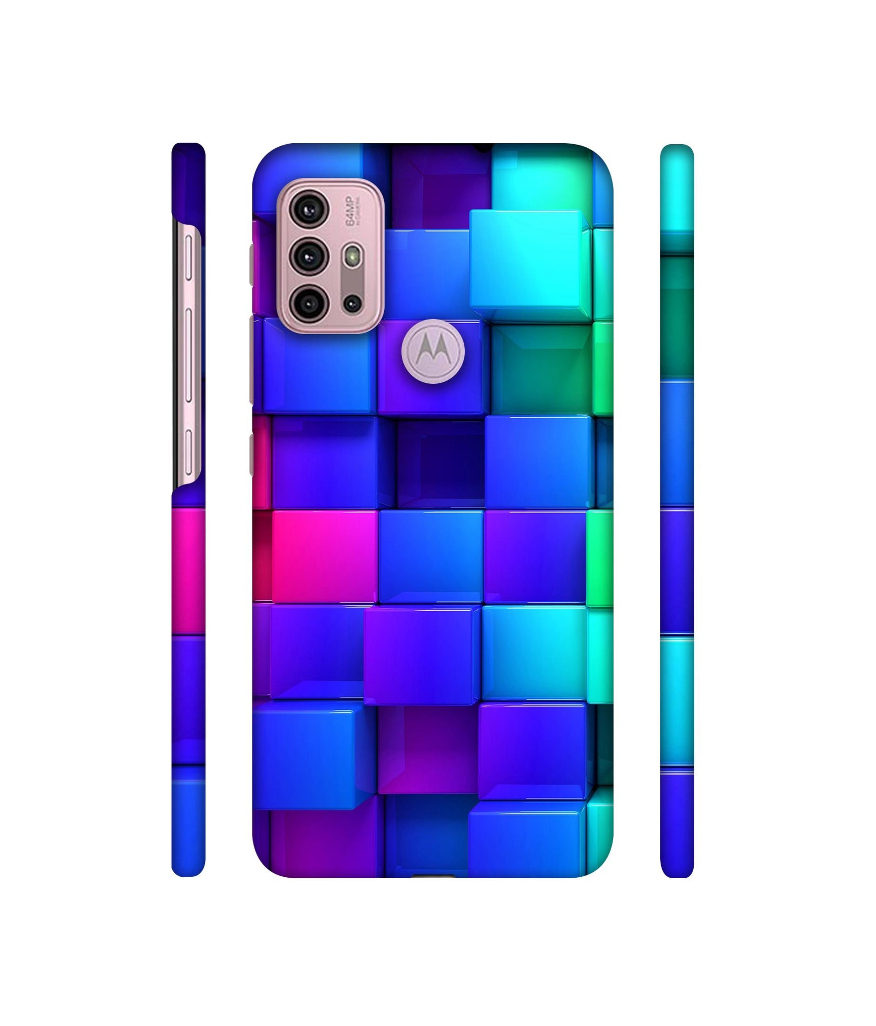 Blocks Rainbow 3D Graphics Designer Hard Back Cover for Motorola Moto G30 / Moto G10 Power