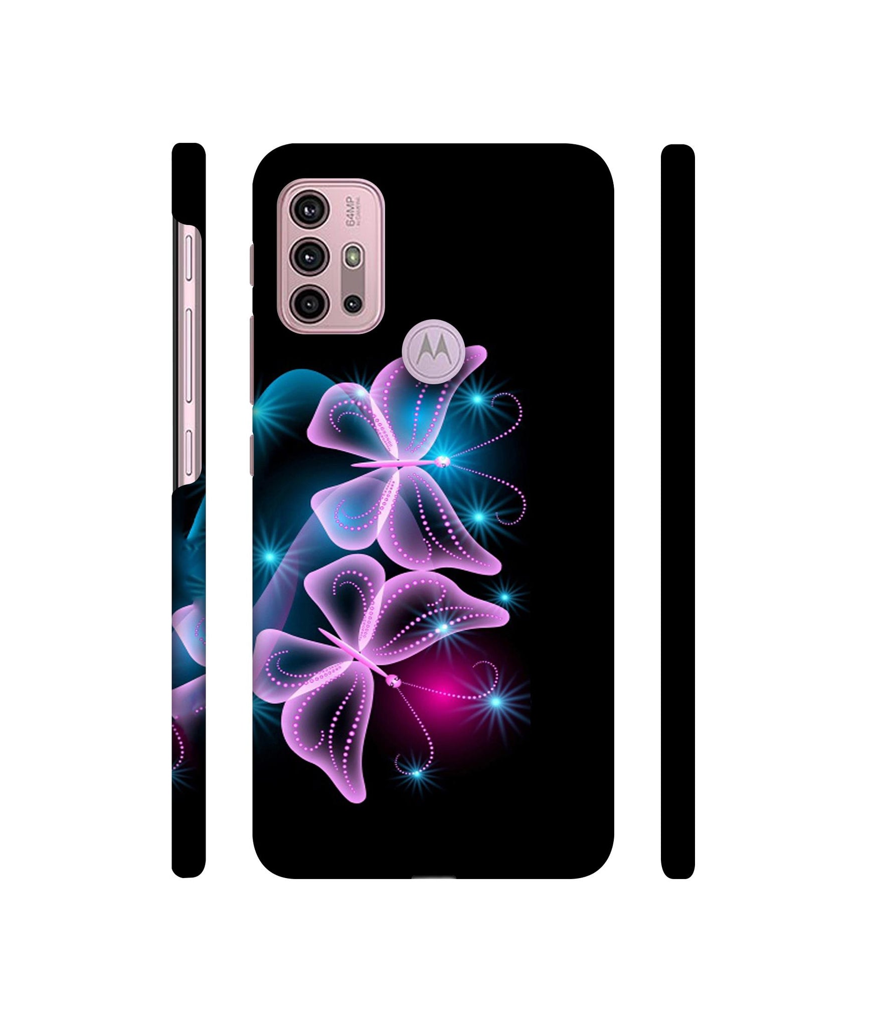 Butterflies Neon Light Designer Hard Back Cover for Motorola Moto G30 / Moto G10 Power