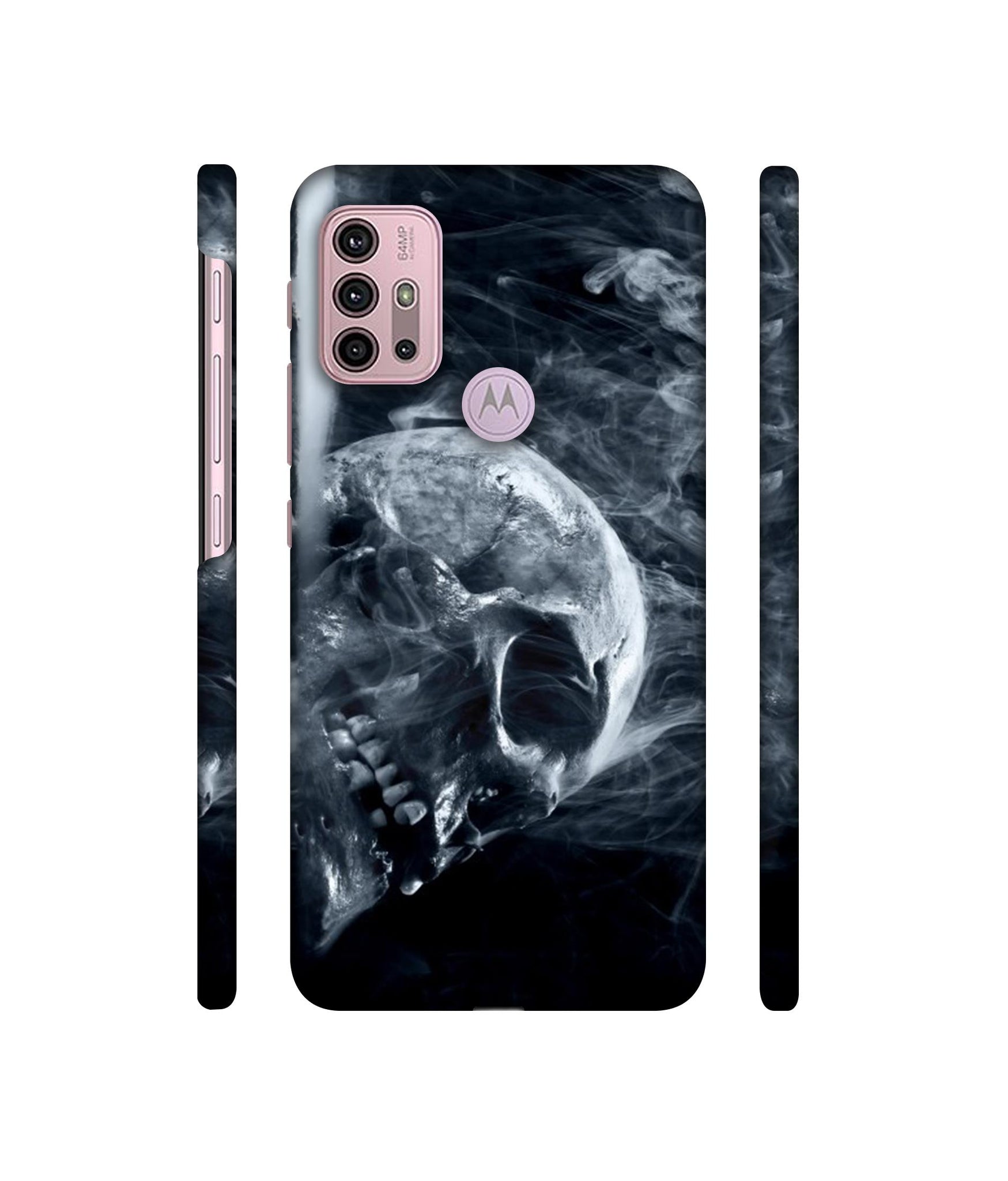 Skull Smoke Blue Scary Death Designer Hard Back Cover for Motorola Moto G30 / Moto G10 Power