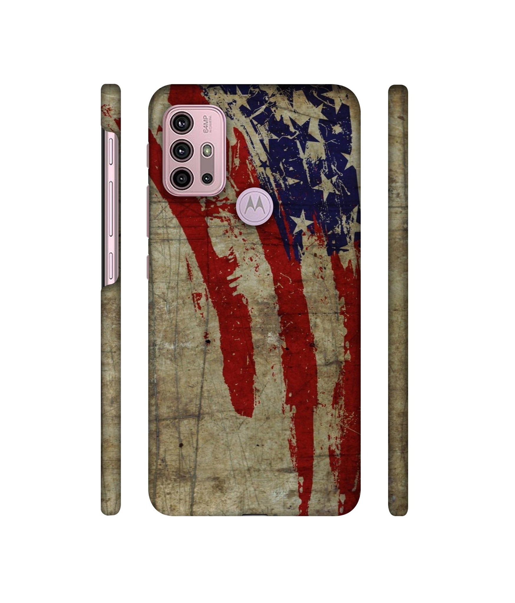 Vintage American Flag Designer Hard Back Cover for Motorola Moto G30 / Moto G10 Power