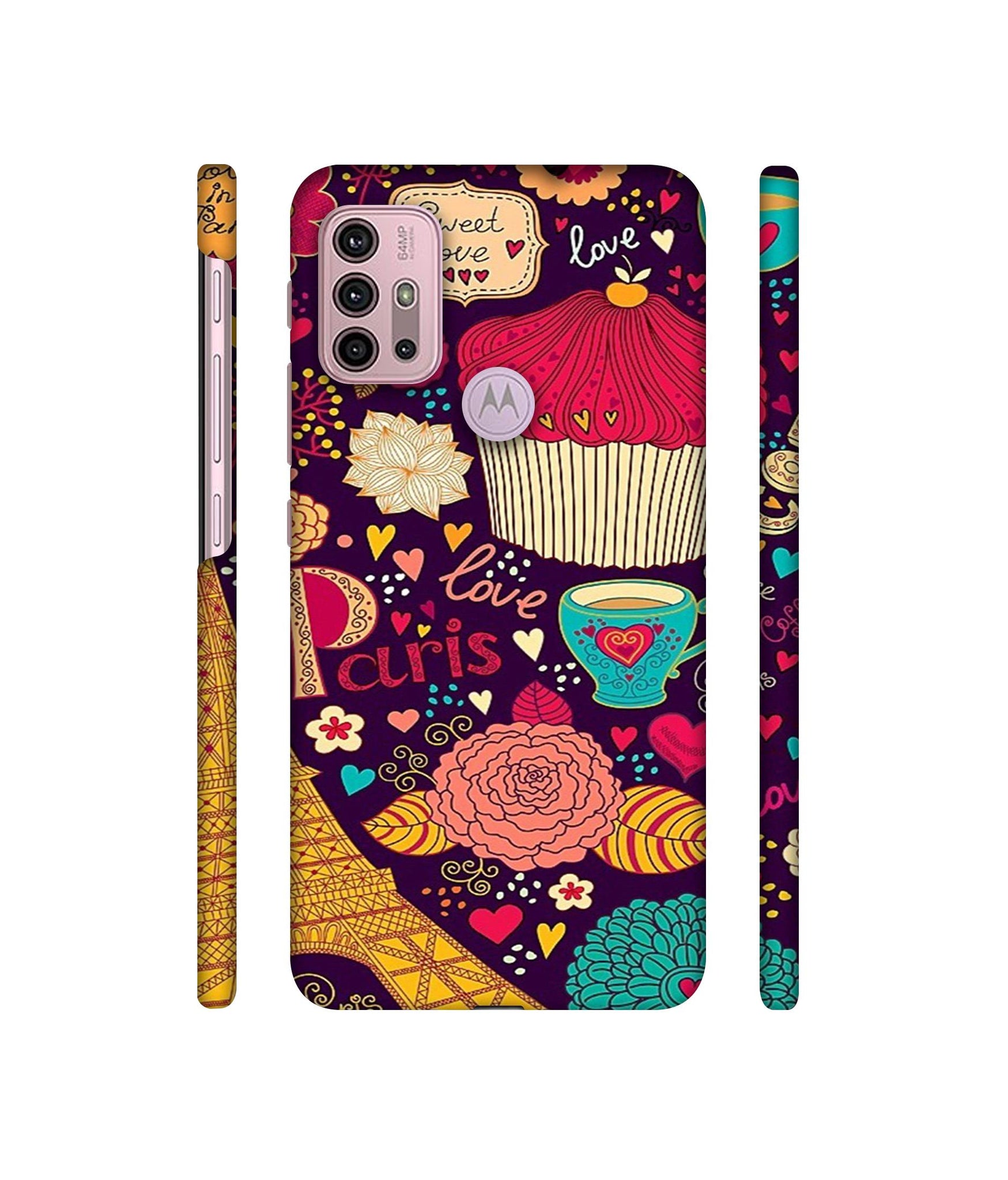 Paris Flower Love Designer Hard Back Cover for Motorola Moto G30 / Moto G10 Power