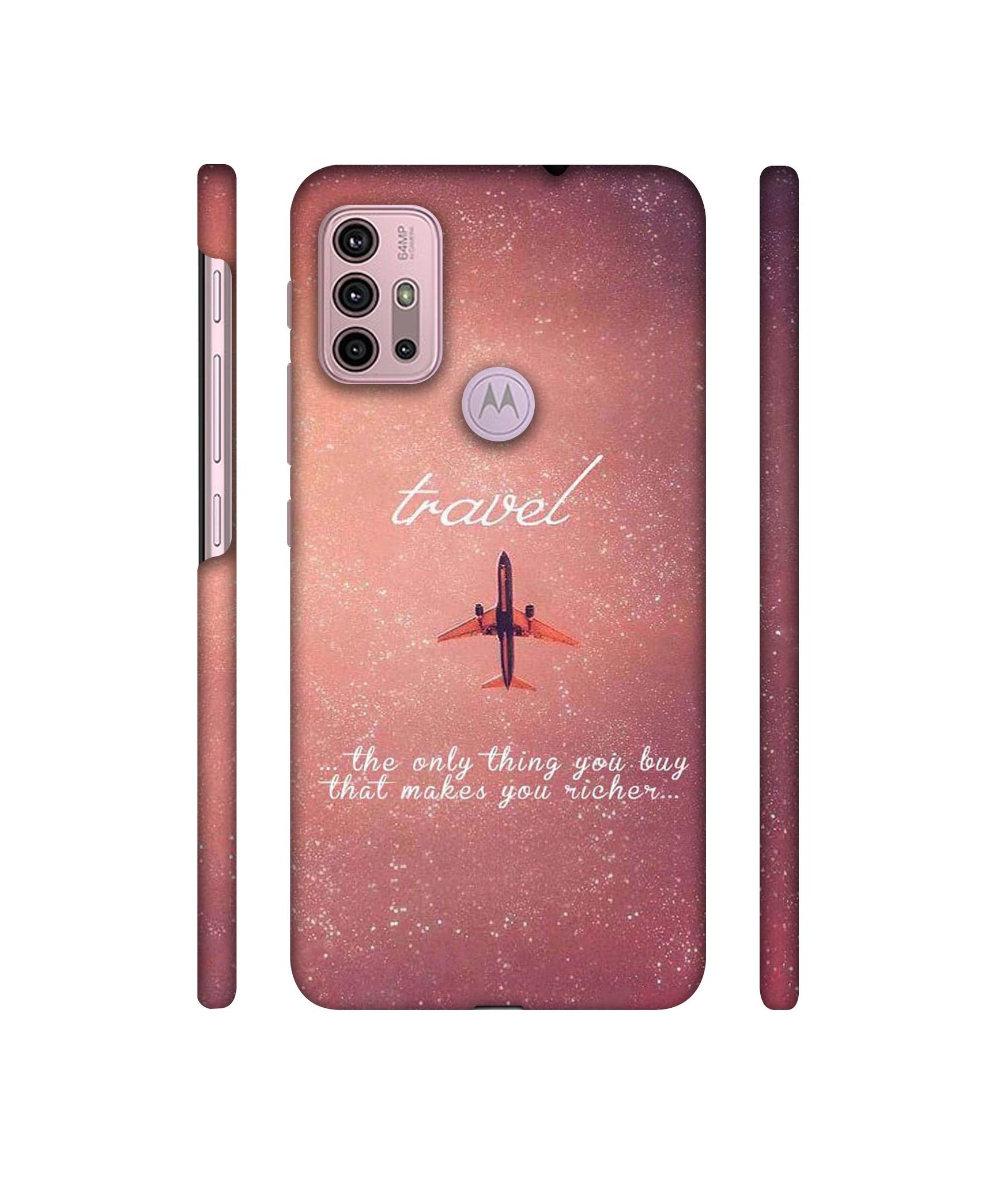 Travel with Plane Designer Hard Back Cover for Motorola Moto G30 / Moto G10 Power