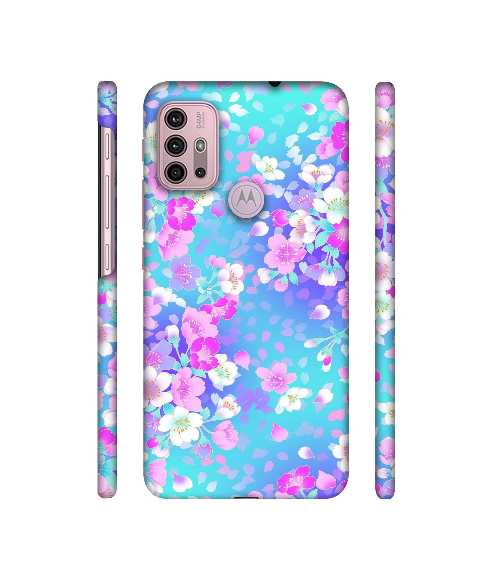 Floral Blue Pattern Designer Hard Back Cover for Motorola Moto G30 / Moto G10 Power