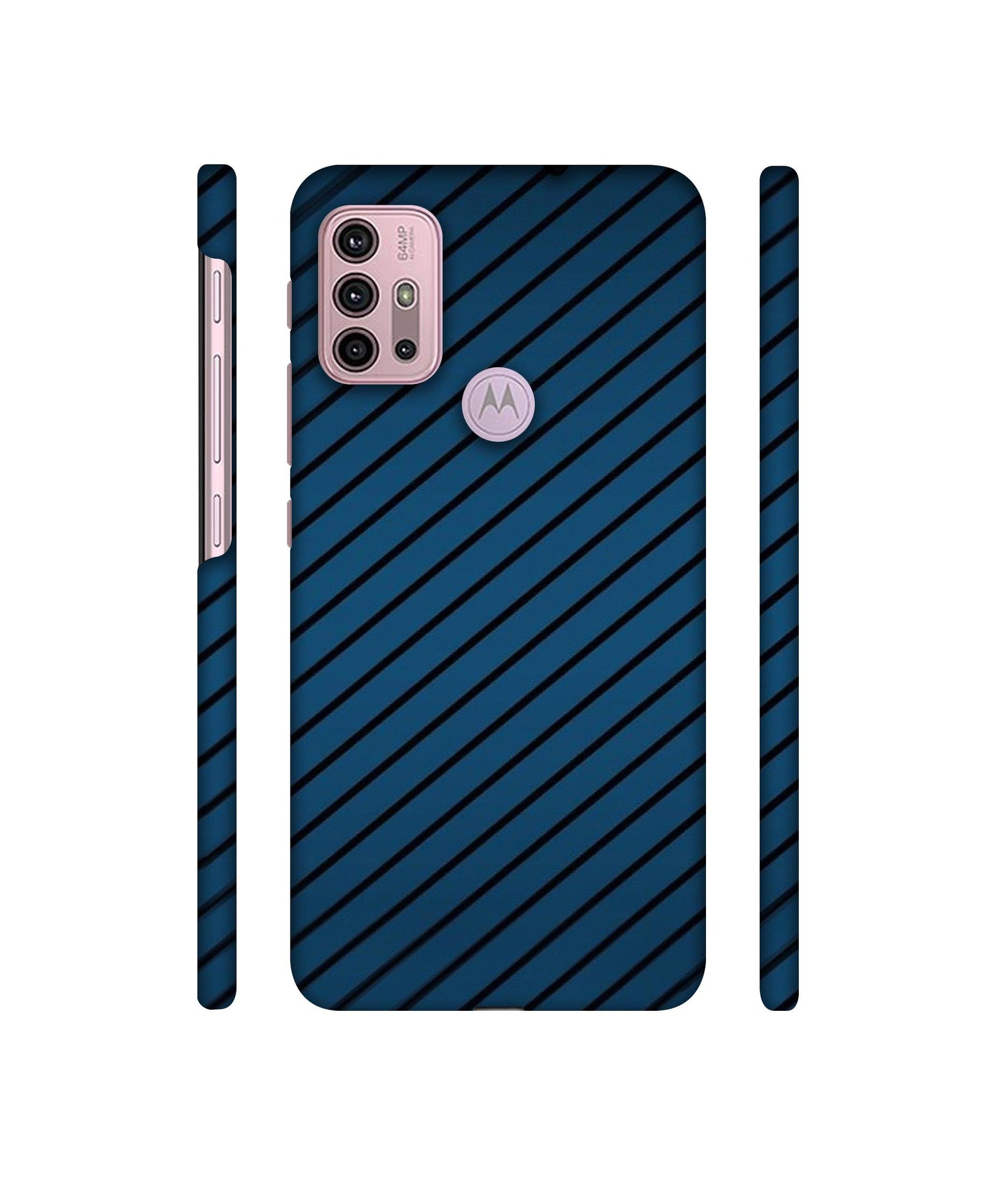 Blue Stripes Designer Hard Back Cover for Motorola Moto G30 / Moto G10 Power