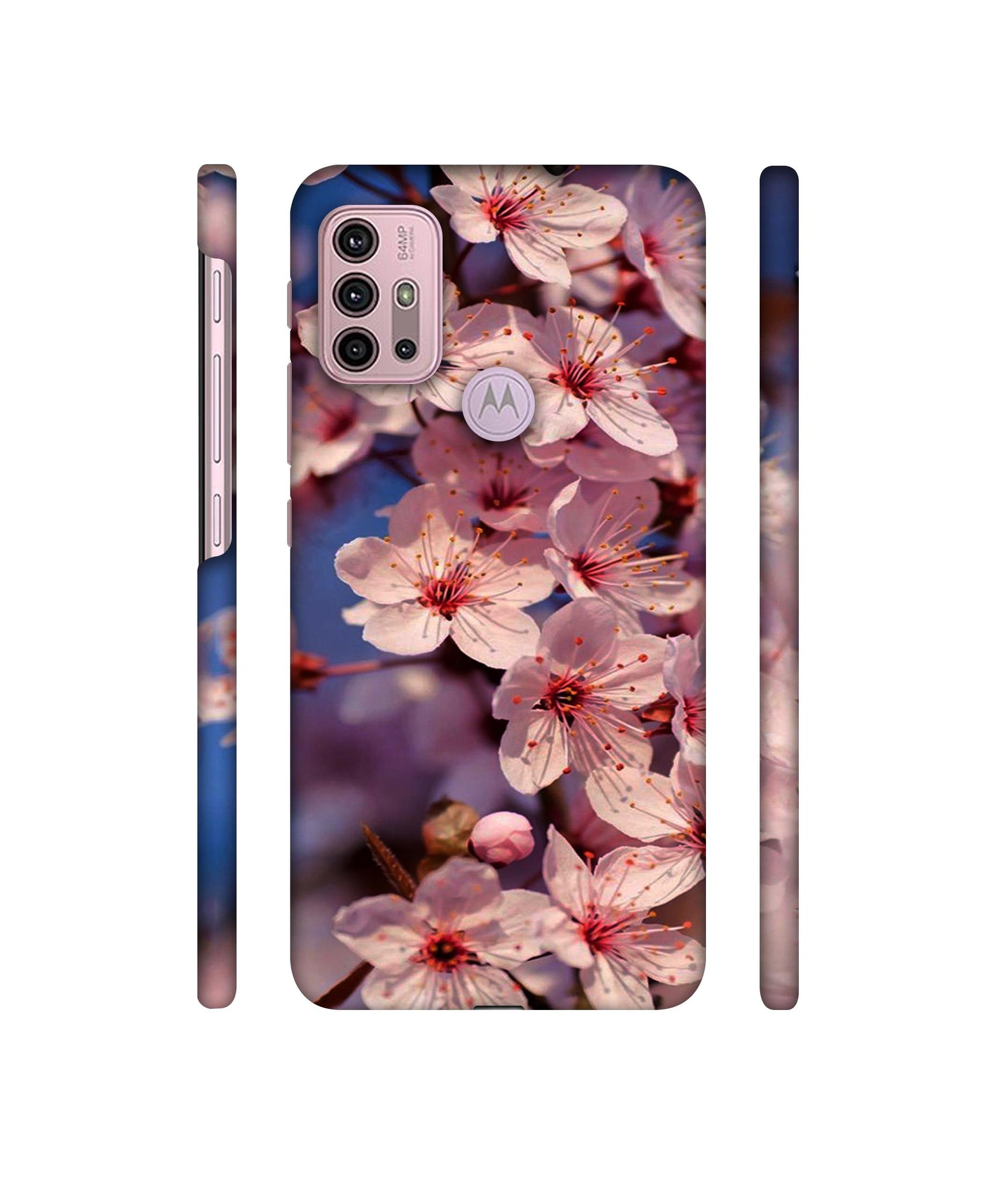 Pink Flowers Pattern Designer Hard Back Cover for Motorola Moto G30 / Moto G10 Power