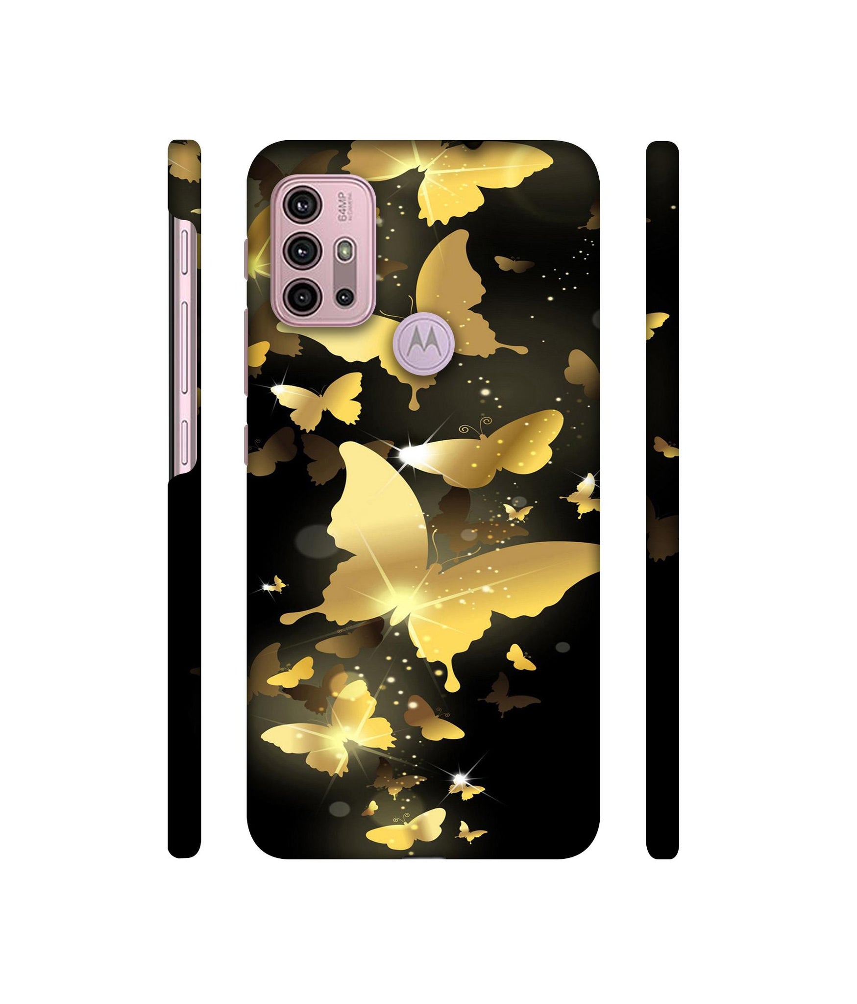 Golden Butterfly Pattern Designer Hard Back Cover for Motorola Moto G30 / Moto G10 Power