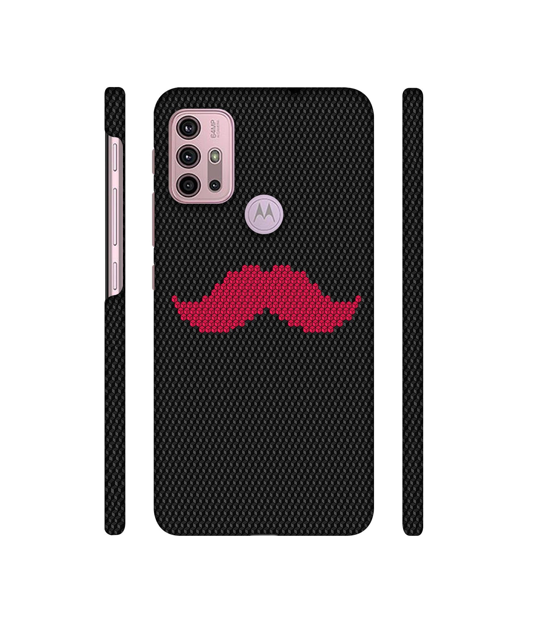 Pink Mustache Pattern Designer Hard Back Cover for Motorola Moto G30 / Moto G10 Power