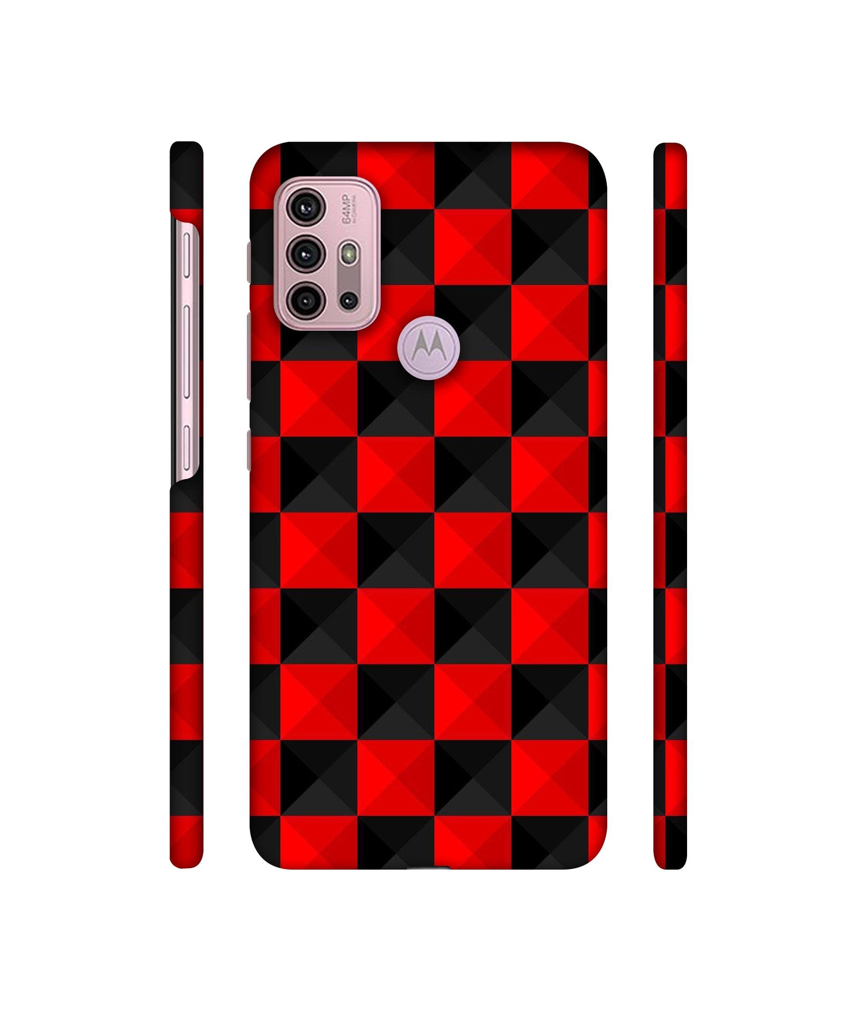 Red N Black Cubes Designer Hard Back Cover for Motorola Moto G30 / Moto G10 Power