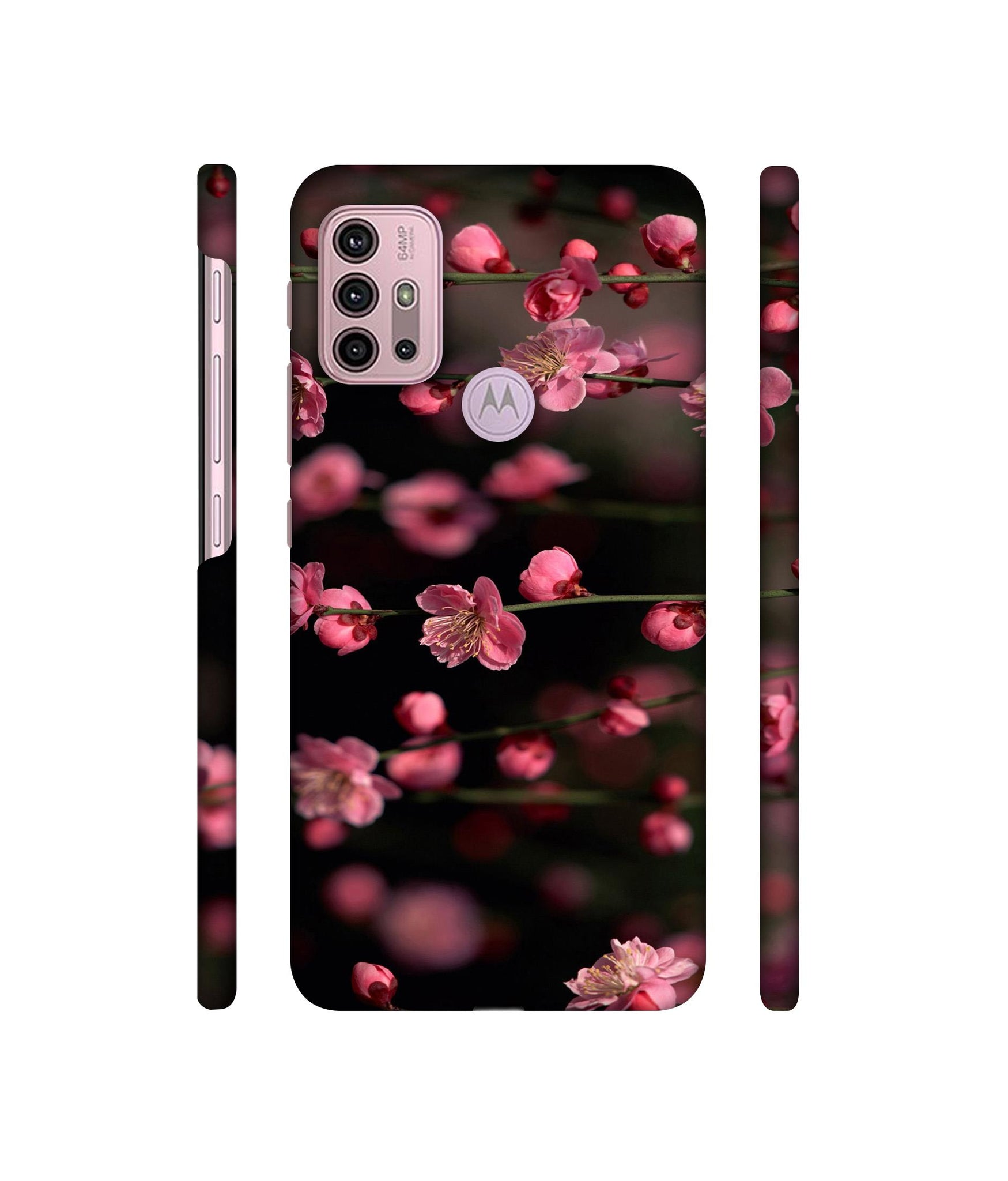 Pink Flowers Designer Hard Back Cover for Motorola Moto G30 / Moto G10 Power